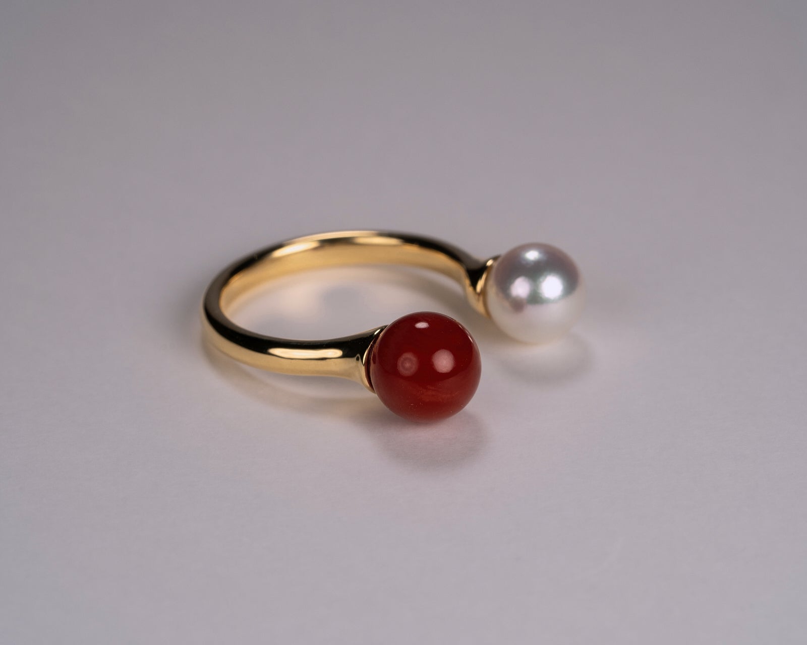 リフォーム後のサンゴとパールのリング