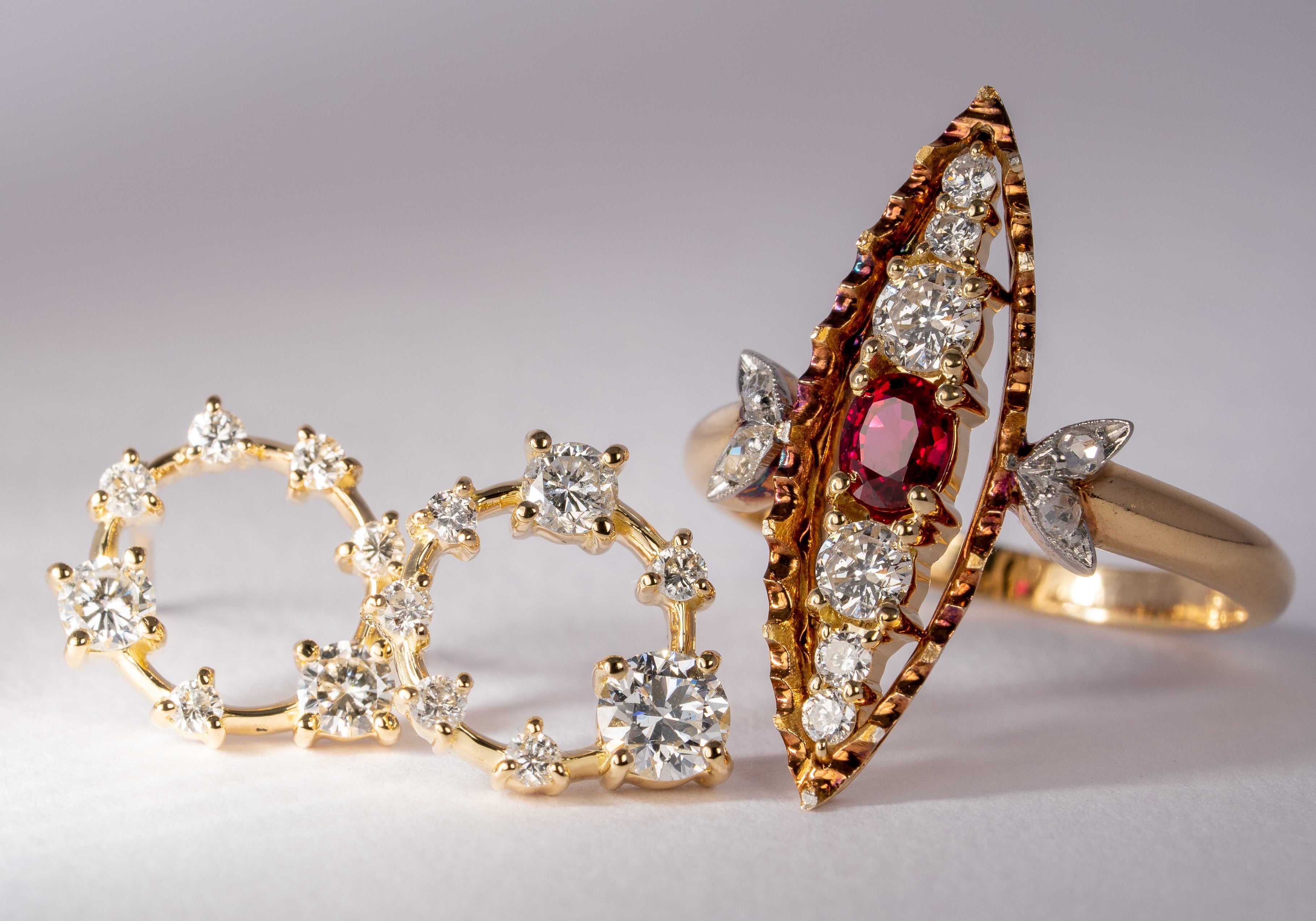 ルビーのリングのリフォームとダイヤモンドのピアスのリフォーム