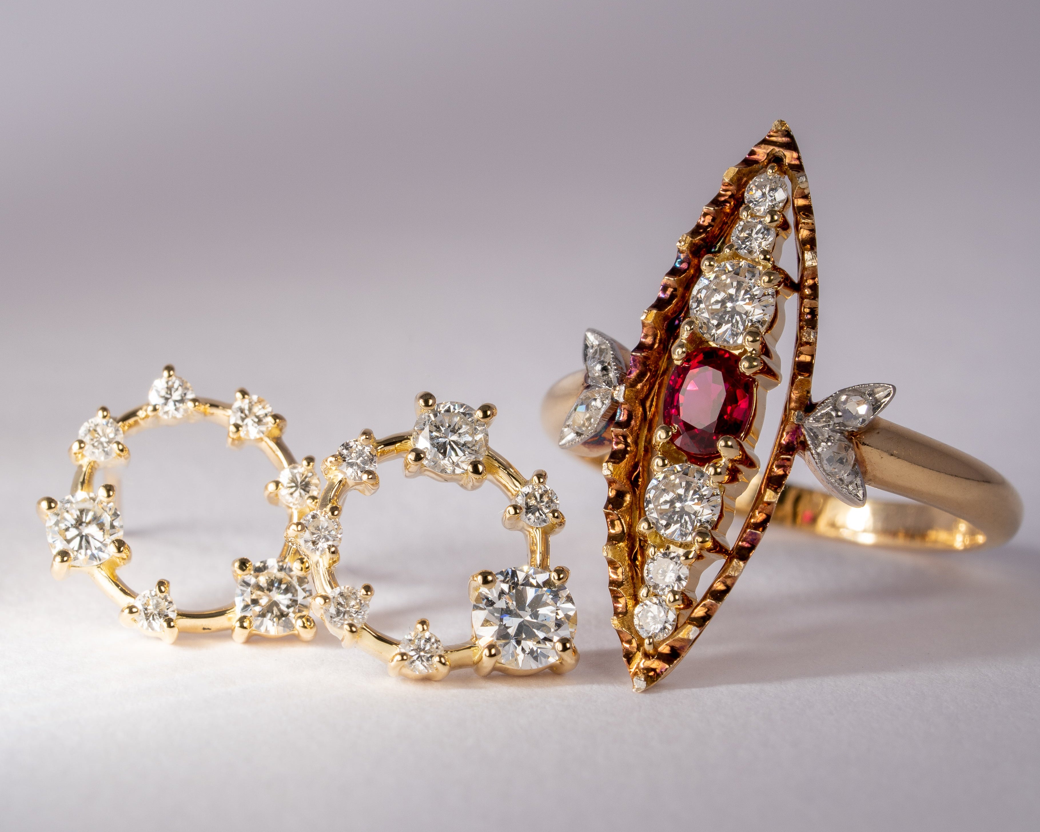 ルビーのリングのリフォームとダイヤモンドのピアスのリフォーム