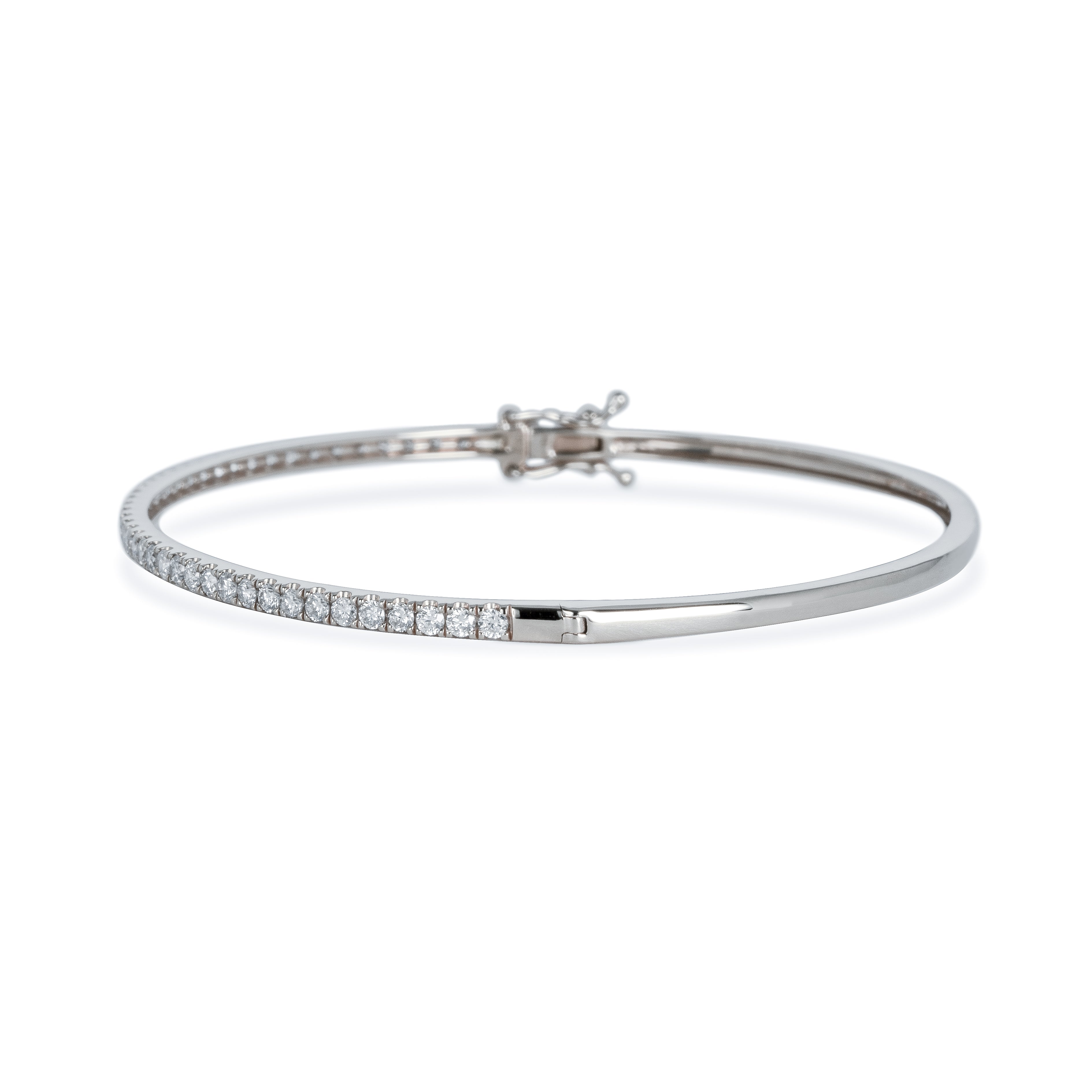 440 Basic ダイヤモンド バングル 1ct エタニティ ダイヤモンド ホワイトゴールド 横