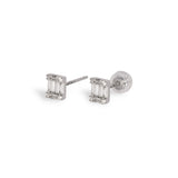 440 Basic ダイヤモンド ピアス バゲット K18ホワイトゴールド 全体