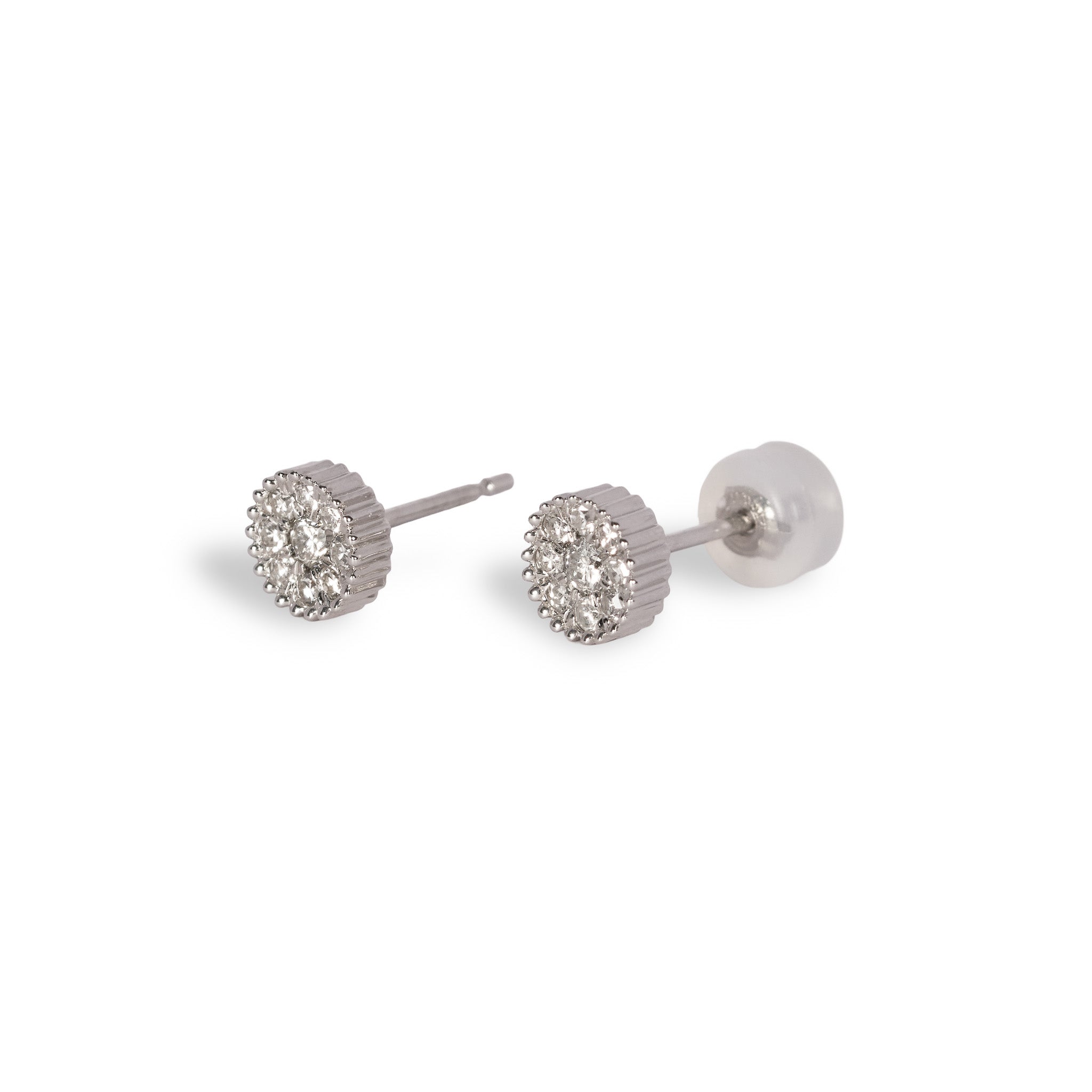 440 Basic ダイヤモンド ピアス ラウンド K18ホワイトゴールド 留め具