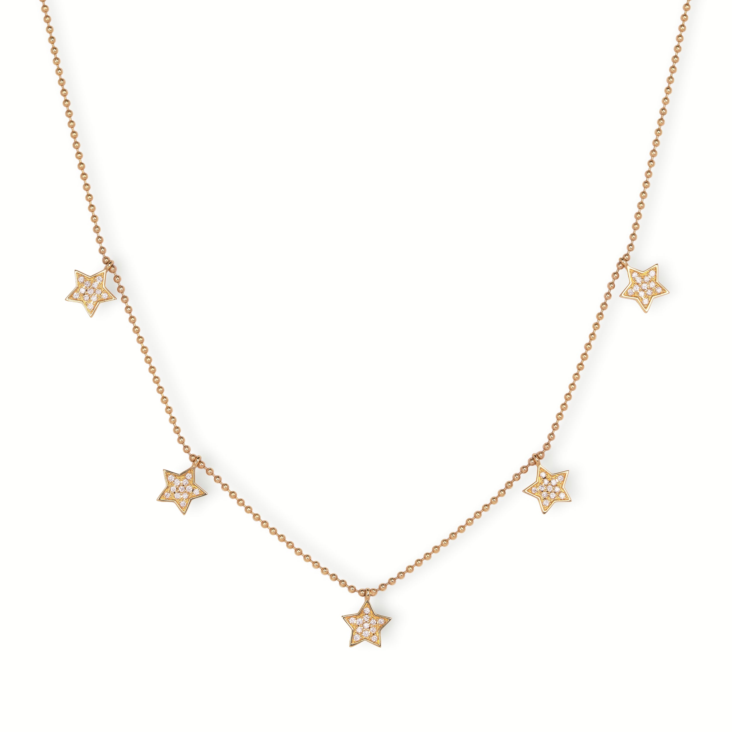 440 Basic Star ダイヤモンド ステーションネックレス アップ