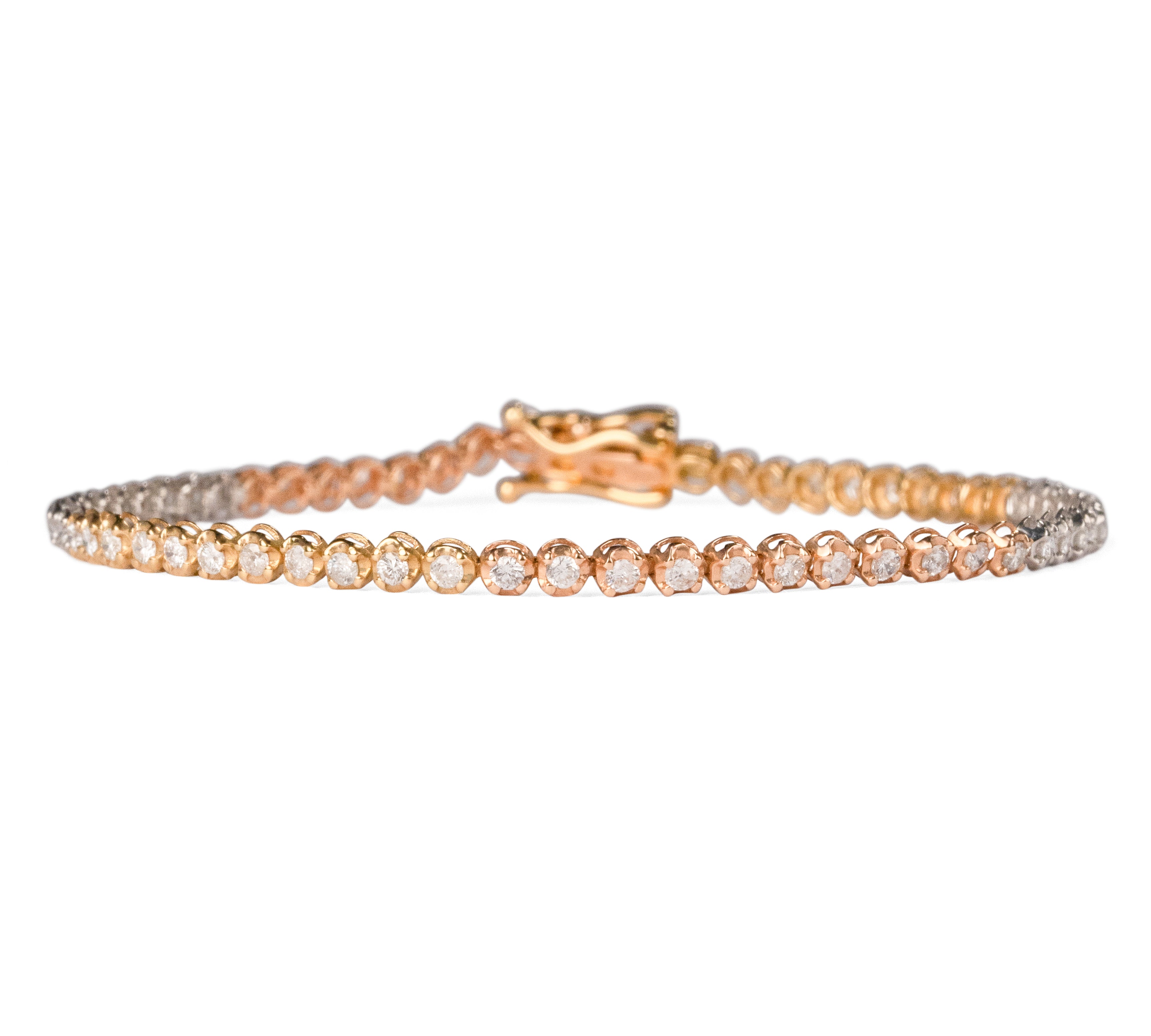 440 Basic 3color ダイヤモンド テニスブレスレット 1ct K18 3色コンビ