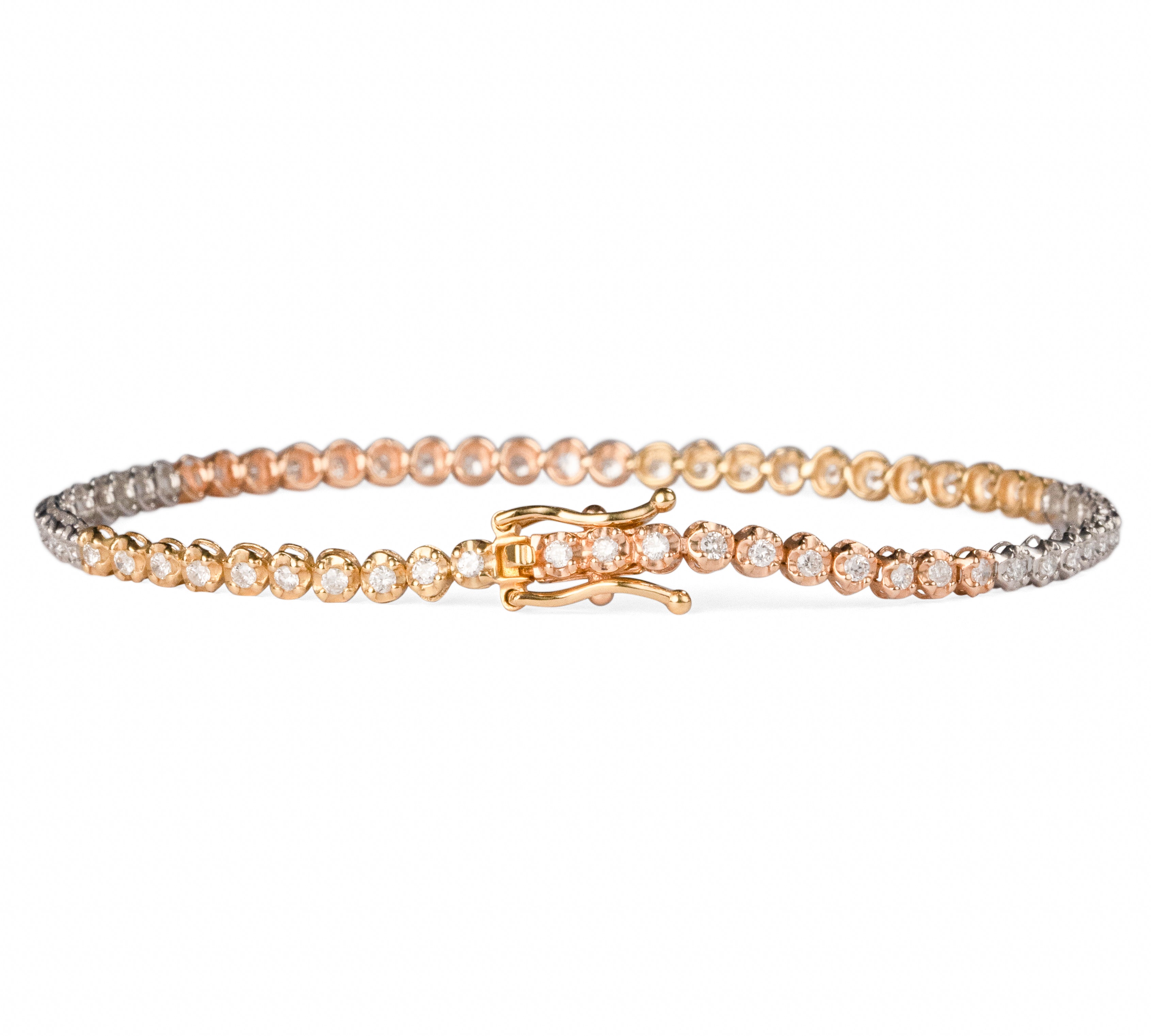 440 Basic 3color ダイヤモンド テニスブレスレット 1ct K18 全体
