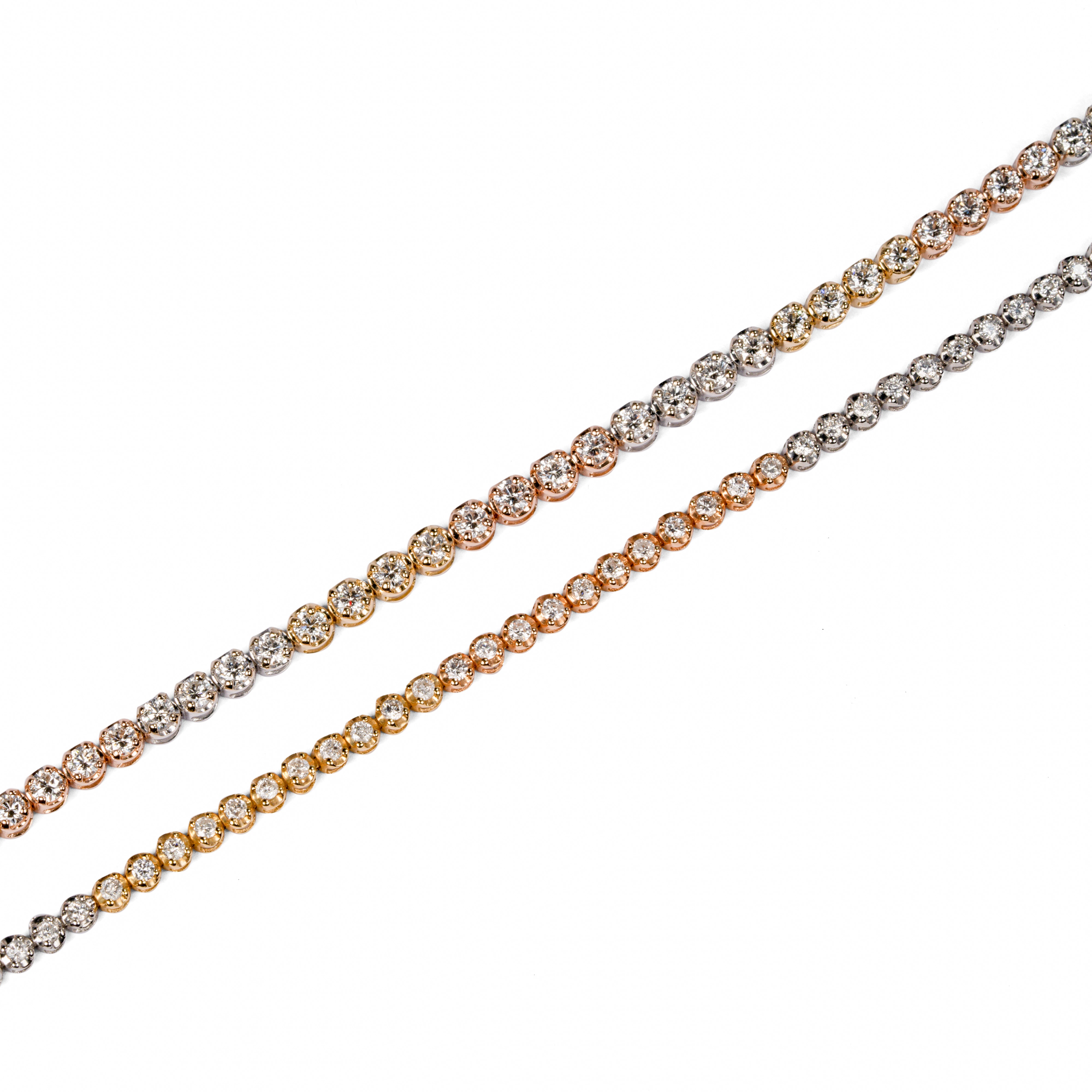 440 Basic 3color ダイヤモンド テニスブレスレット 1ct K18 チェーン2
