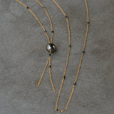 ParVert - 黒蝶真珠、ブラックダイヤモンド タッセル ネックレス