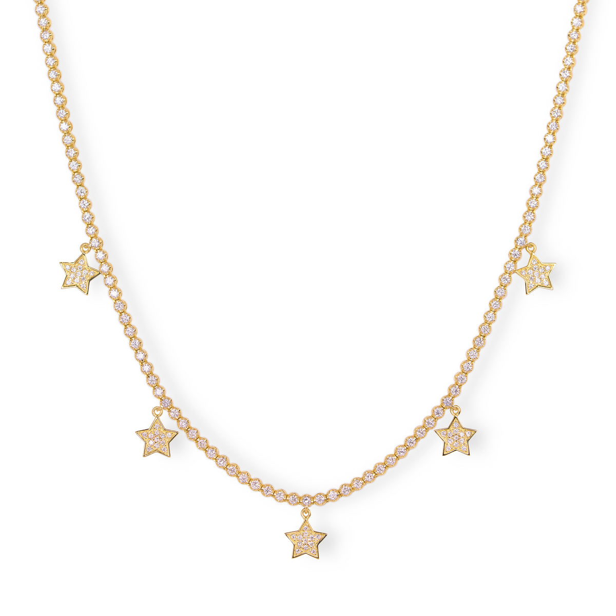 K18 ダイヤモンド スター テニスネックレス (1ct) 18金 ゴールド 