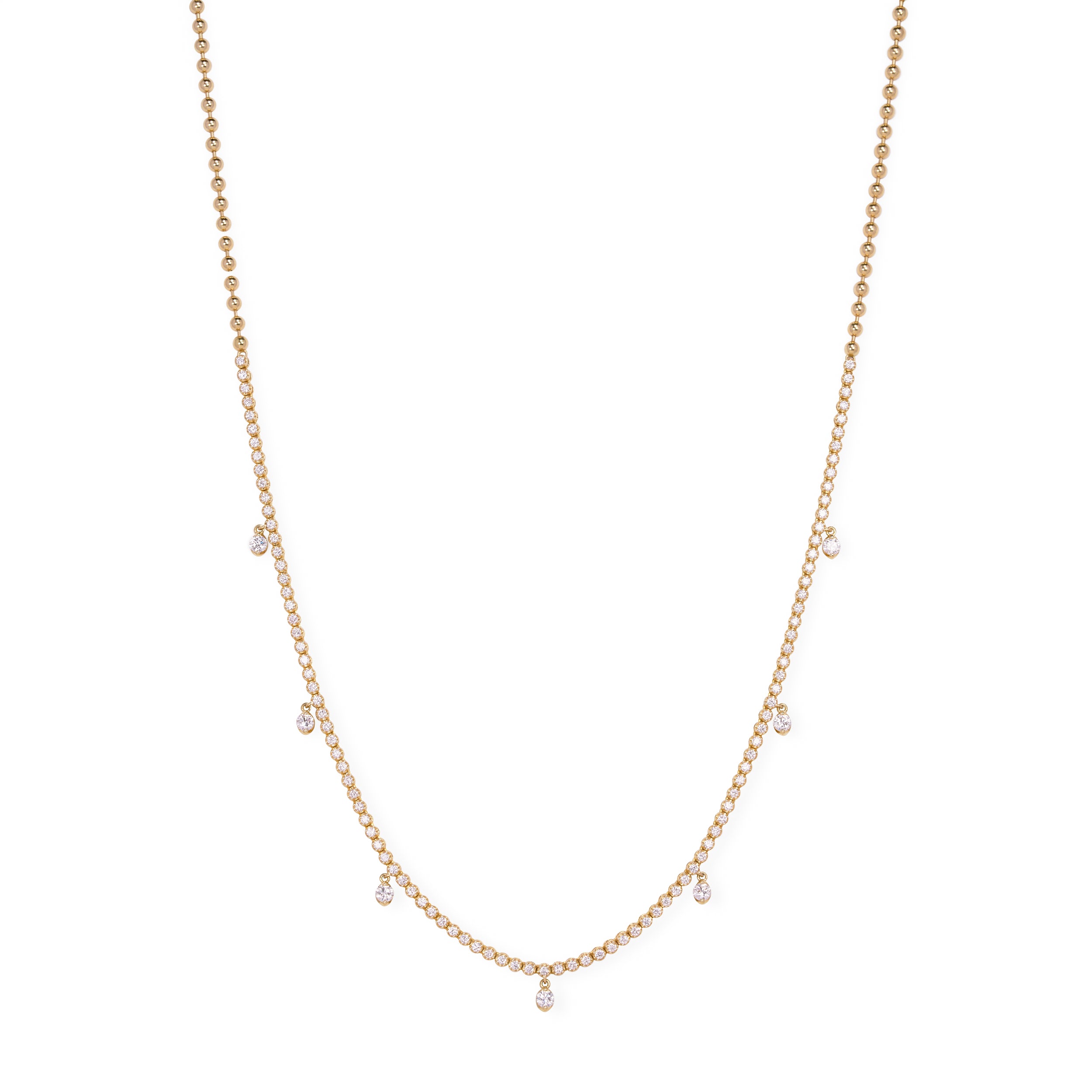 440showroom K18 ダイヤモンド 1.32ct ラウンド フローティング テニスネックレス 18金 ゴールド