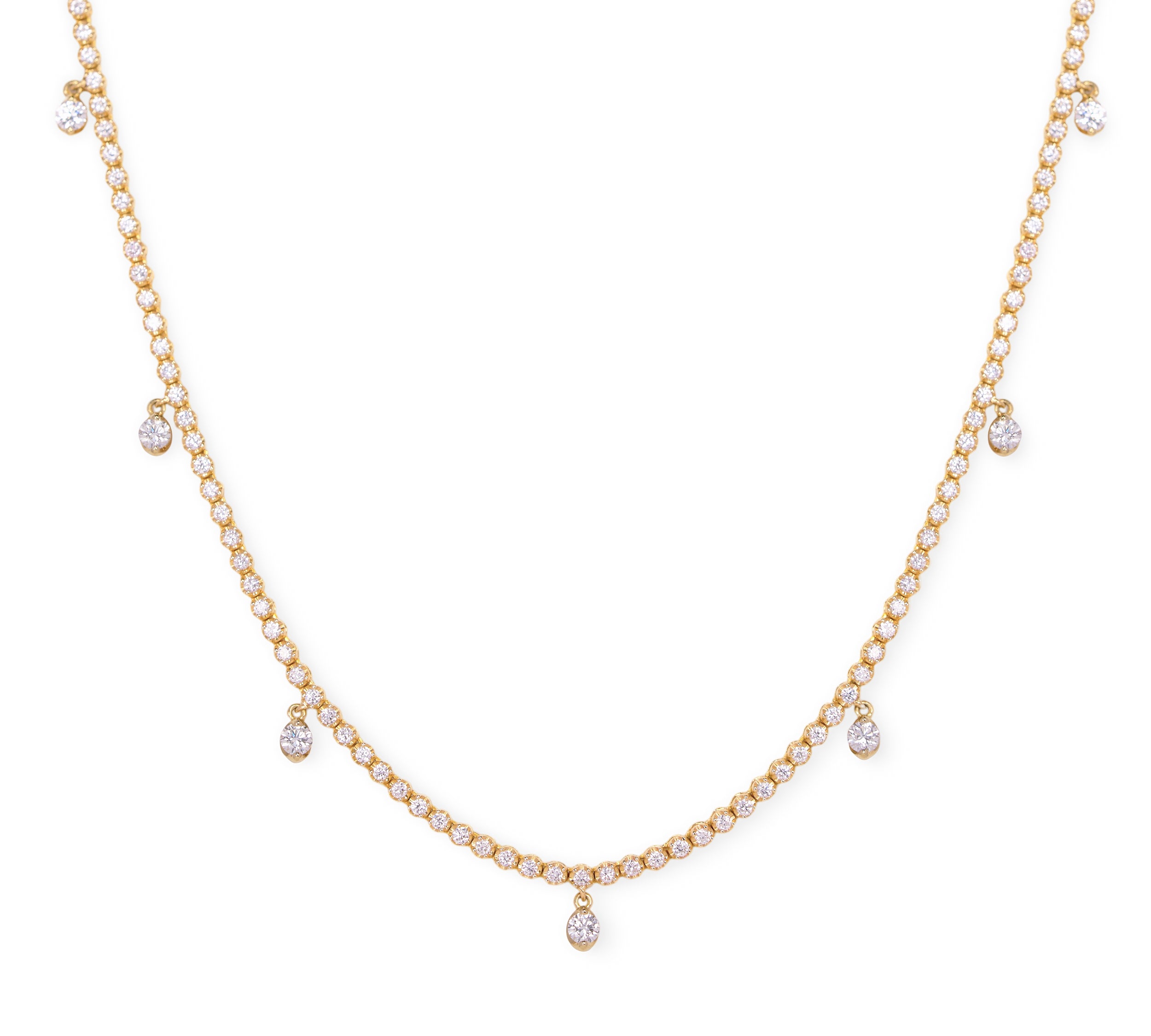 440showroom K18 ダイヤモンド 1.32ct ラウンド フローティング テニスネックレス 18金 ゴールド アップ
