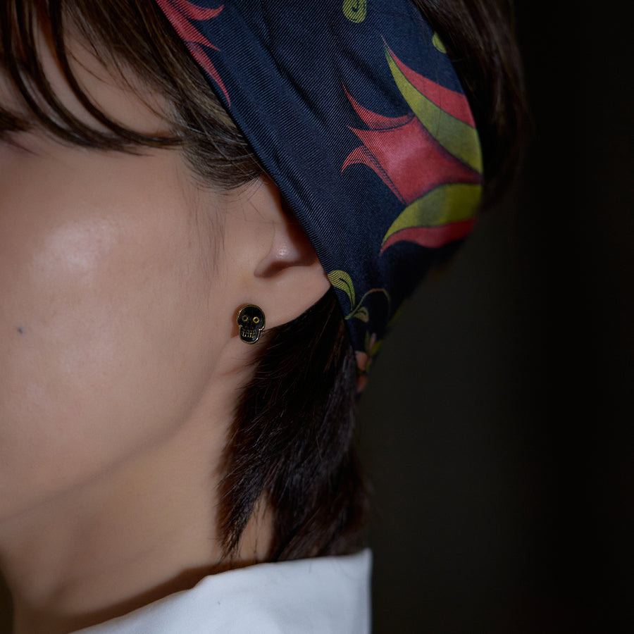 【 ハロウィン限定 】2way ブラックダイヤモンド スカルピアス（ジョリー）