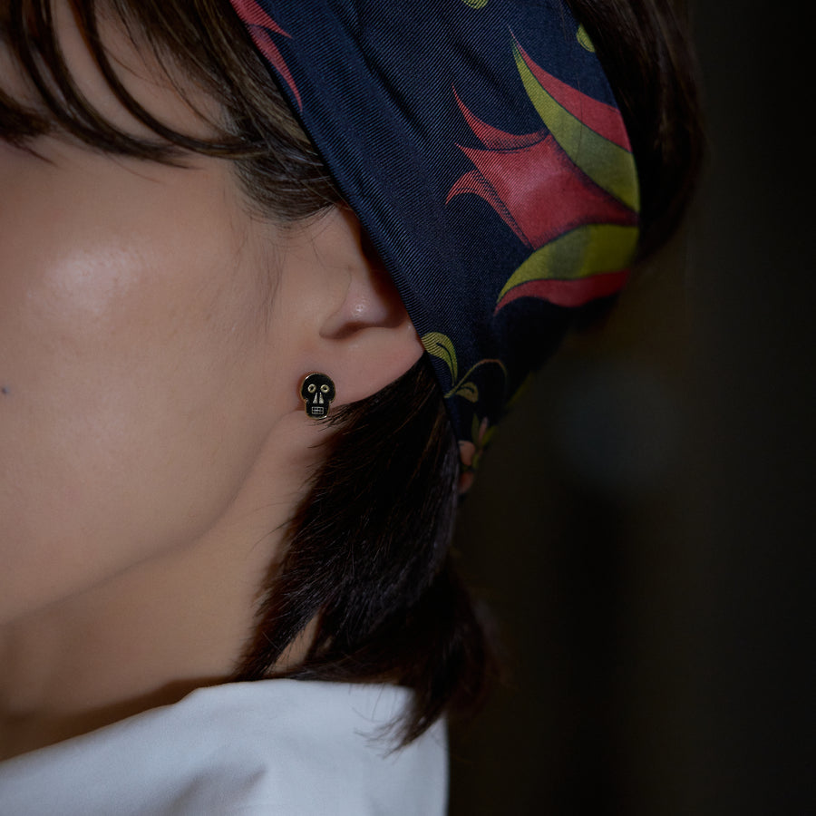 【 ハロウィン限定 】2way ブラックダイヤモンド スカルピアス（メランコリー）