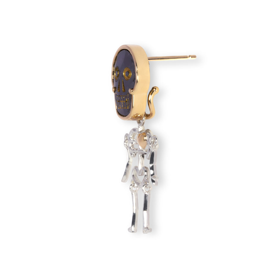 【 ハロウィン限定 】2way ブラックダイヤモンド スカルピアス（ジョリー）