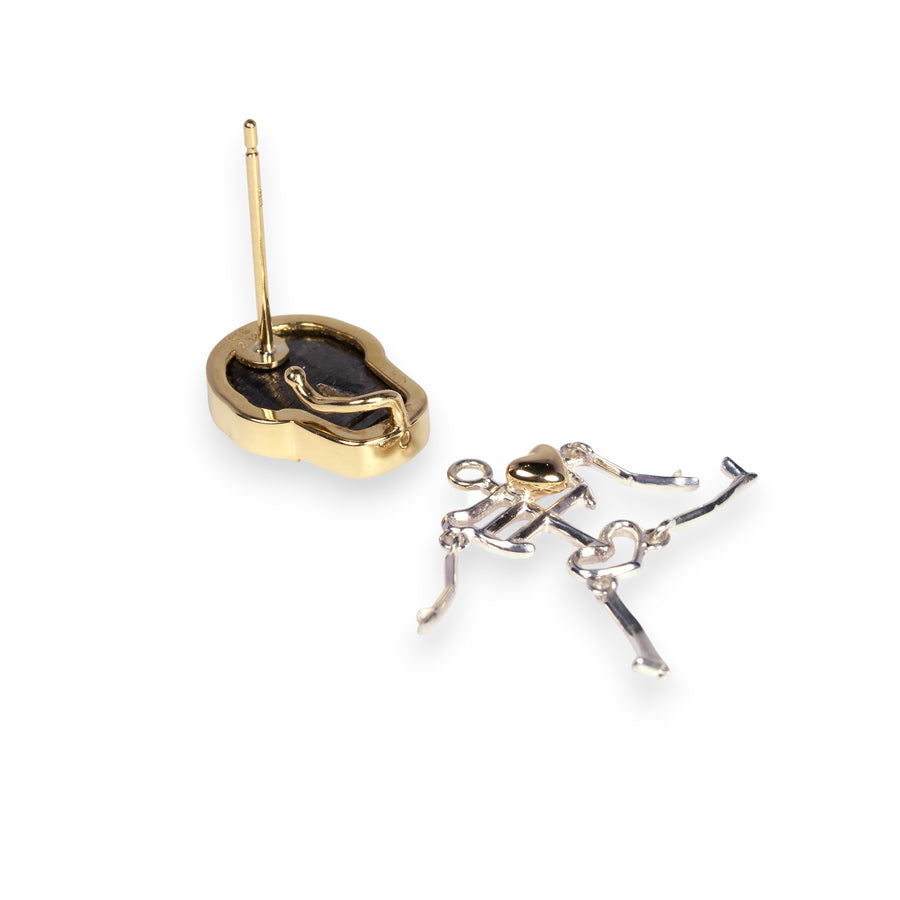 【 ハロウィン限定 】2way ブラックダイヤモンド スカルピアス（ストイック）
