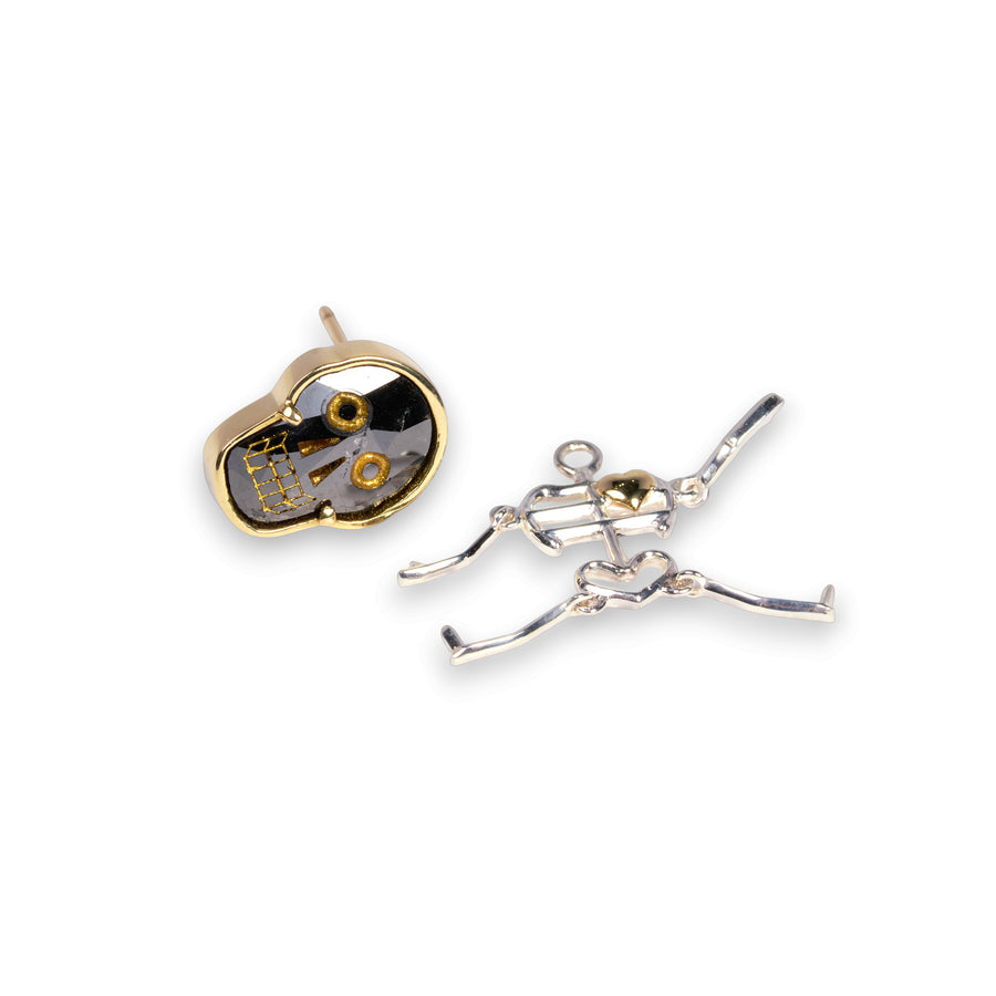 【 ハロウィン限定 】2way ブラックダイヤモンド スカルピアス（ジョリー）