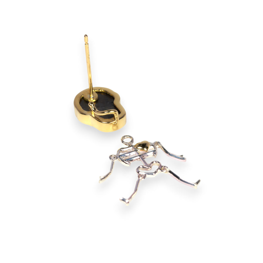 【 ハロウィン限定 】2way ブラックダイヤモンド スカルピアス（ジョリー）