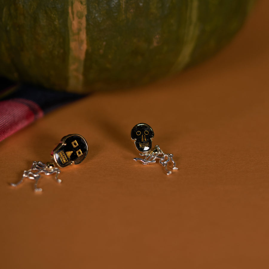 【 ハロウィン限定 】2way ブラックダイヤモンド スカルピアス（ミステリアス）（完売）