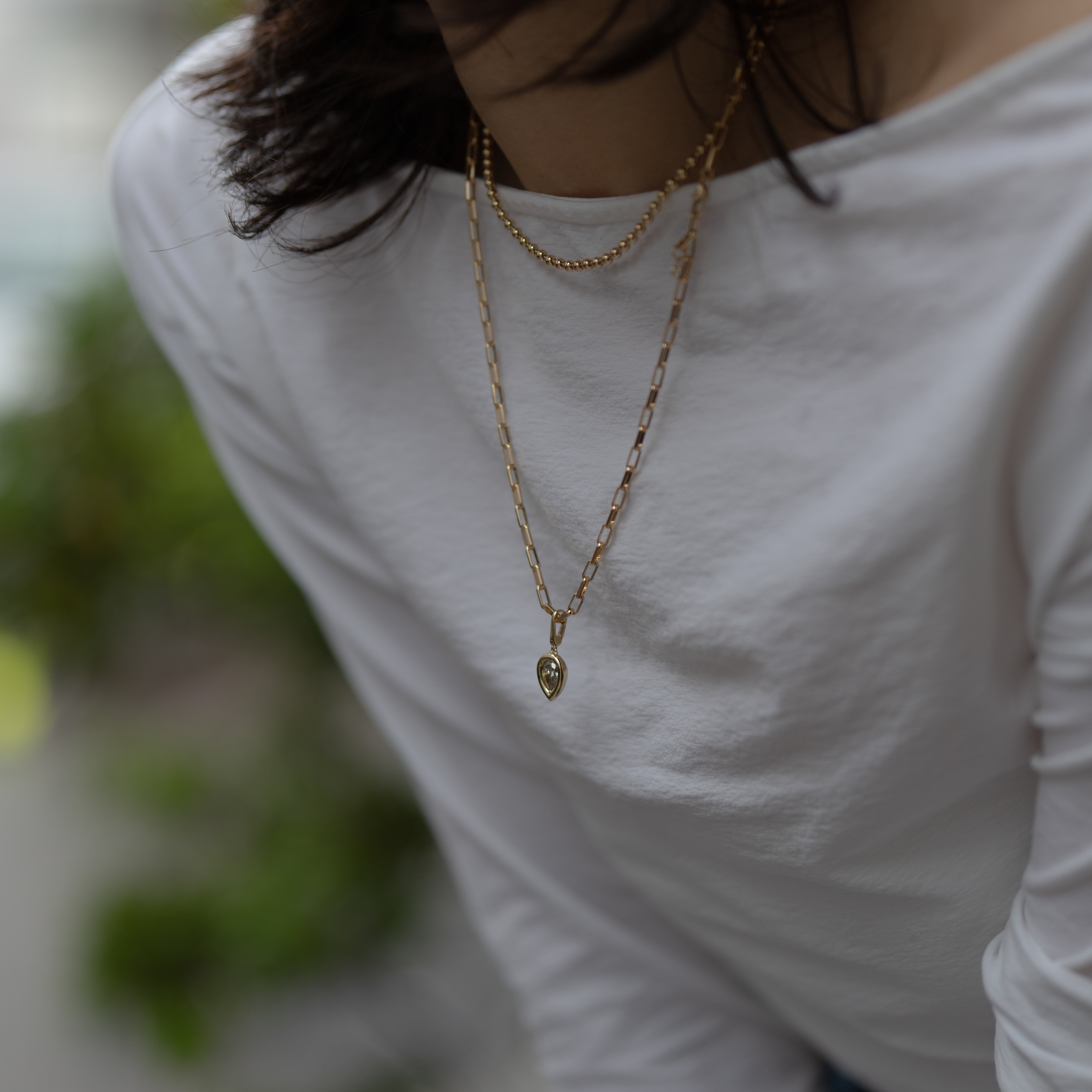 Act ダイヤモンド チャーム 0.907ct 着用 屋外