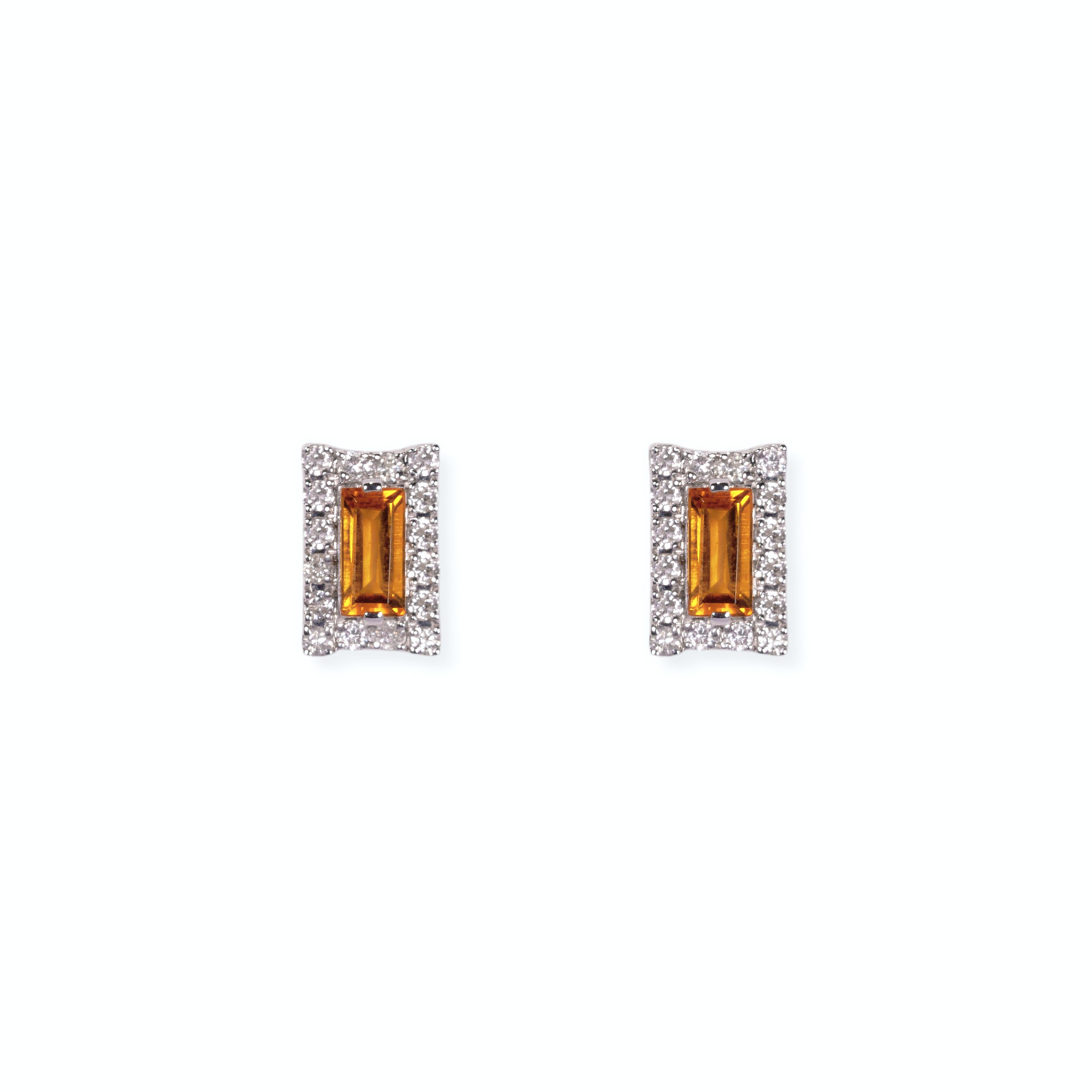 シトリン ピアス K18ホワイトゴールド