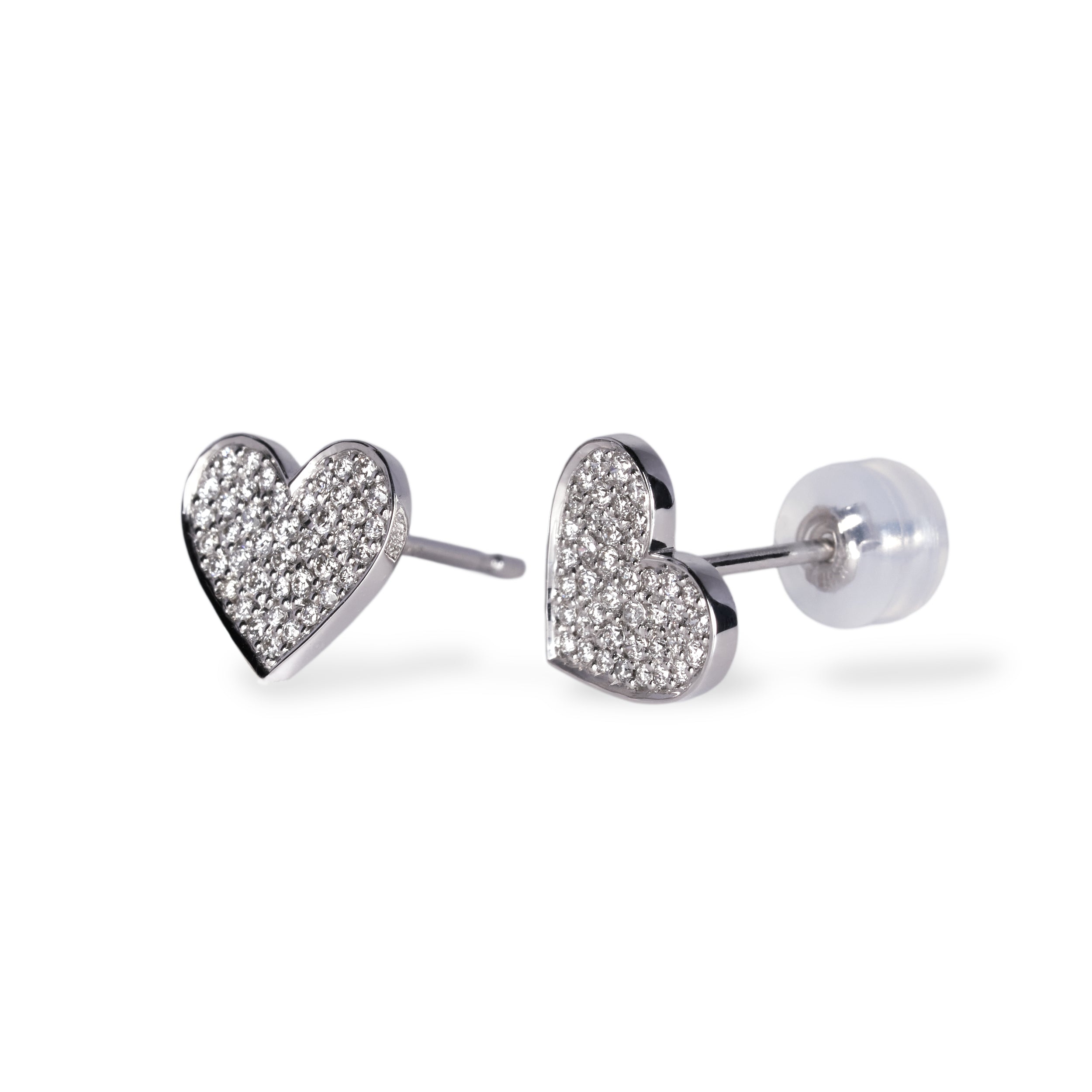 Evence Heart ダイヤモンド ピアス K18ホワイトゴールド 留め具
