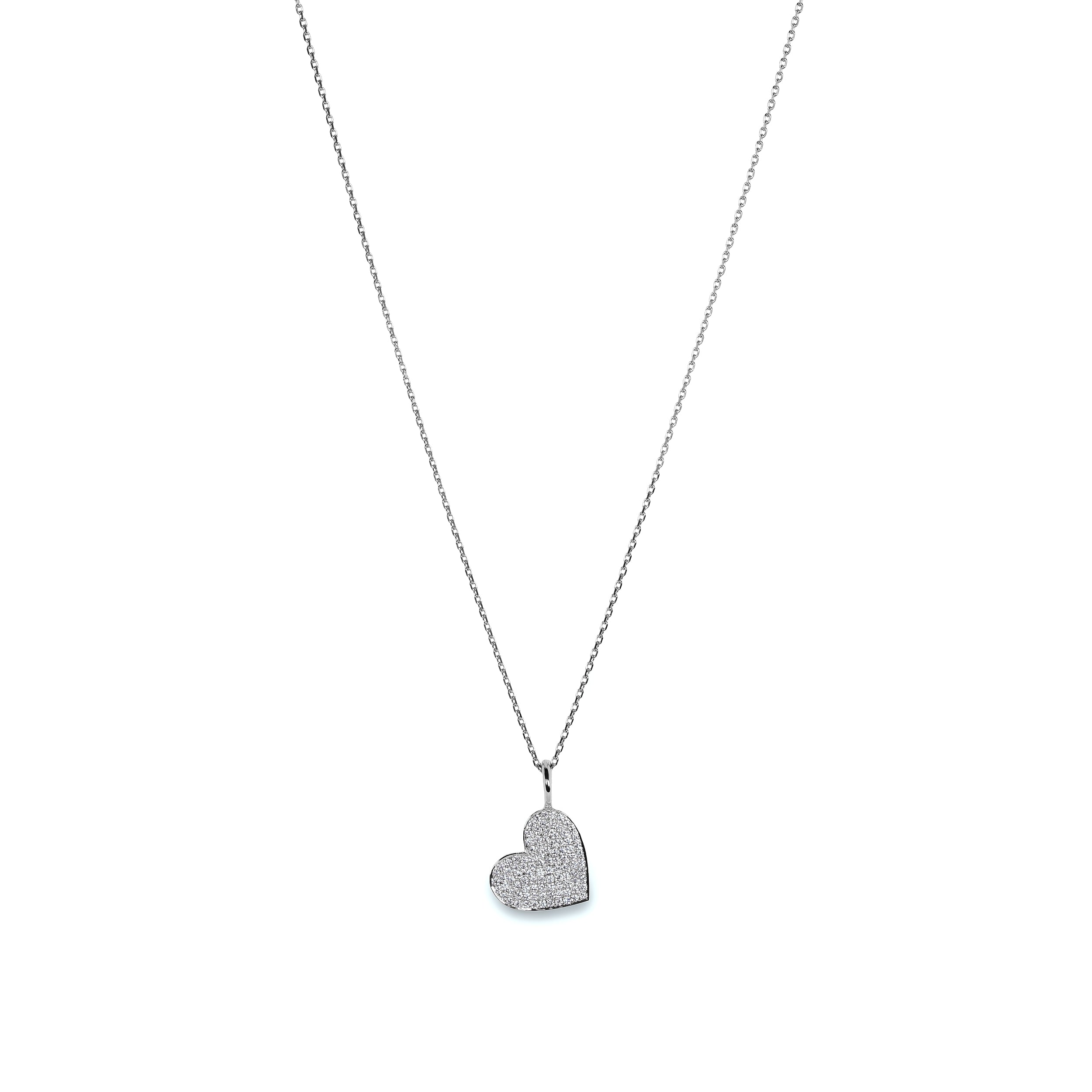 Evence Heart ダイヤモンド ネックレス K18ホワイトゴールド 全体