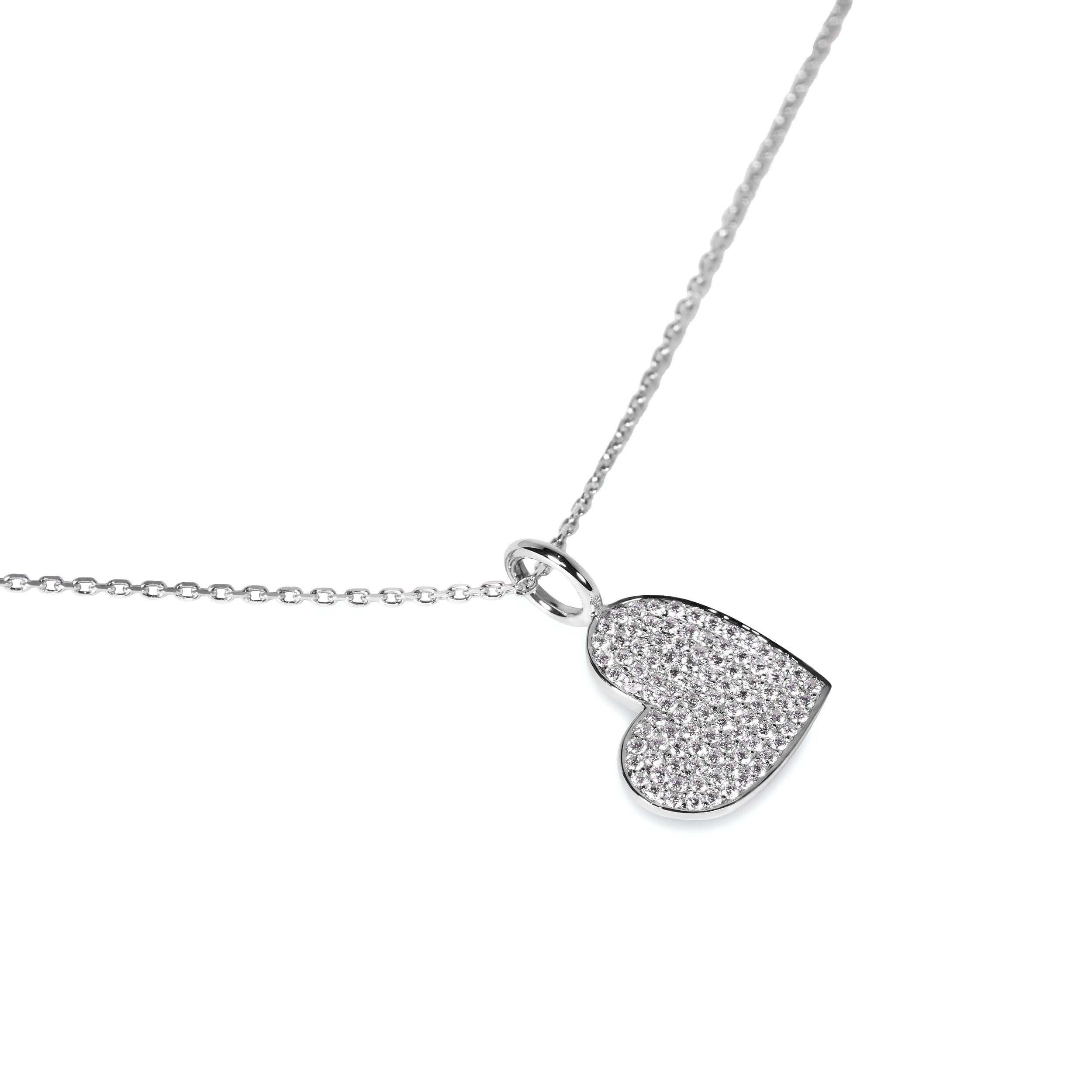 Evence Heart ダイヤモンド ネックレス K18ホワイトゴールド アップ