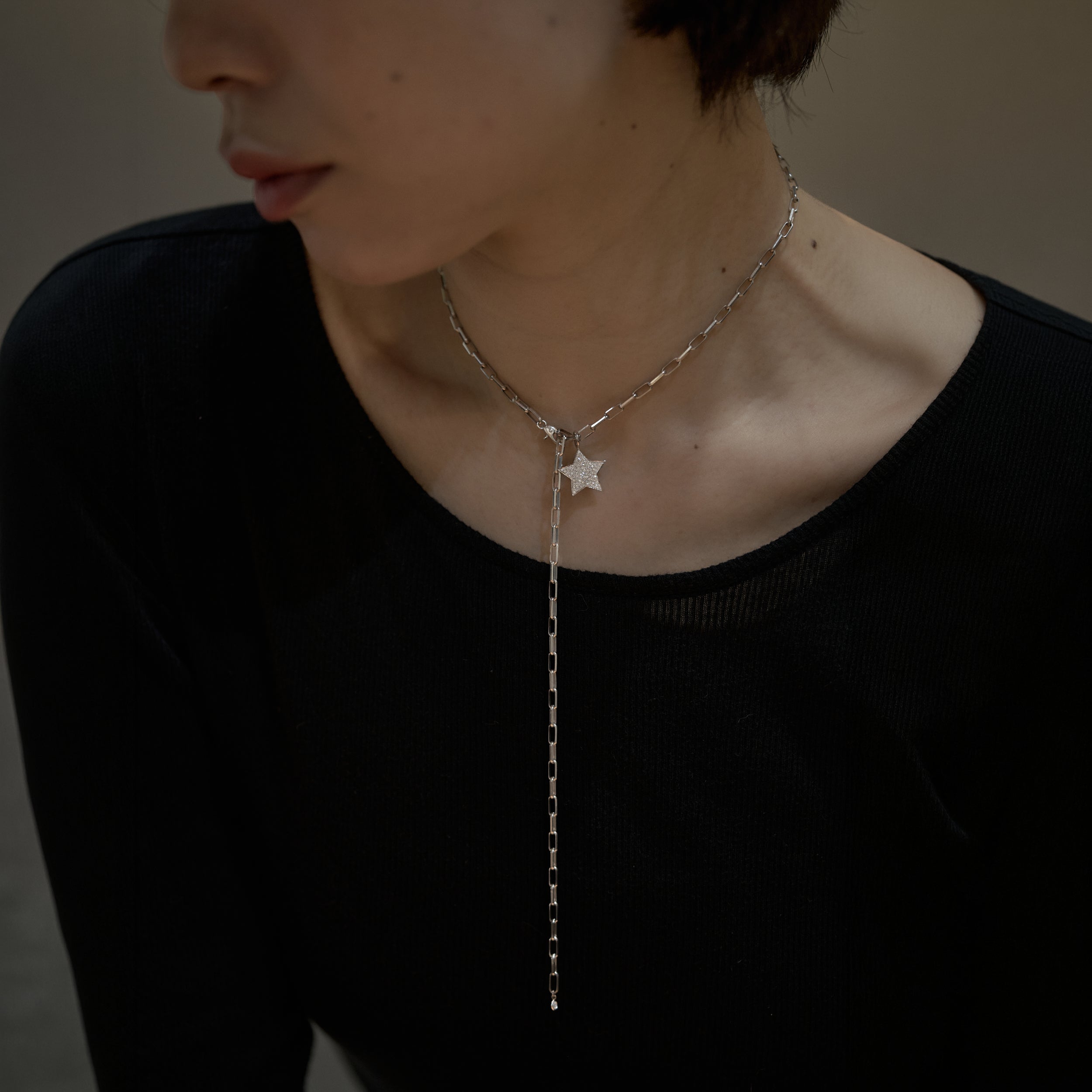 Evence Star ネックレス O3 ネックレス K18ホワイトゴールド ダイヤモンド 星型 レイヤードスタイル