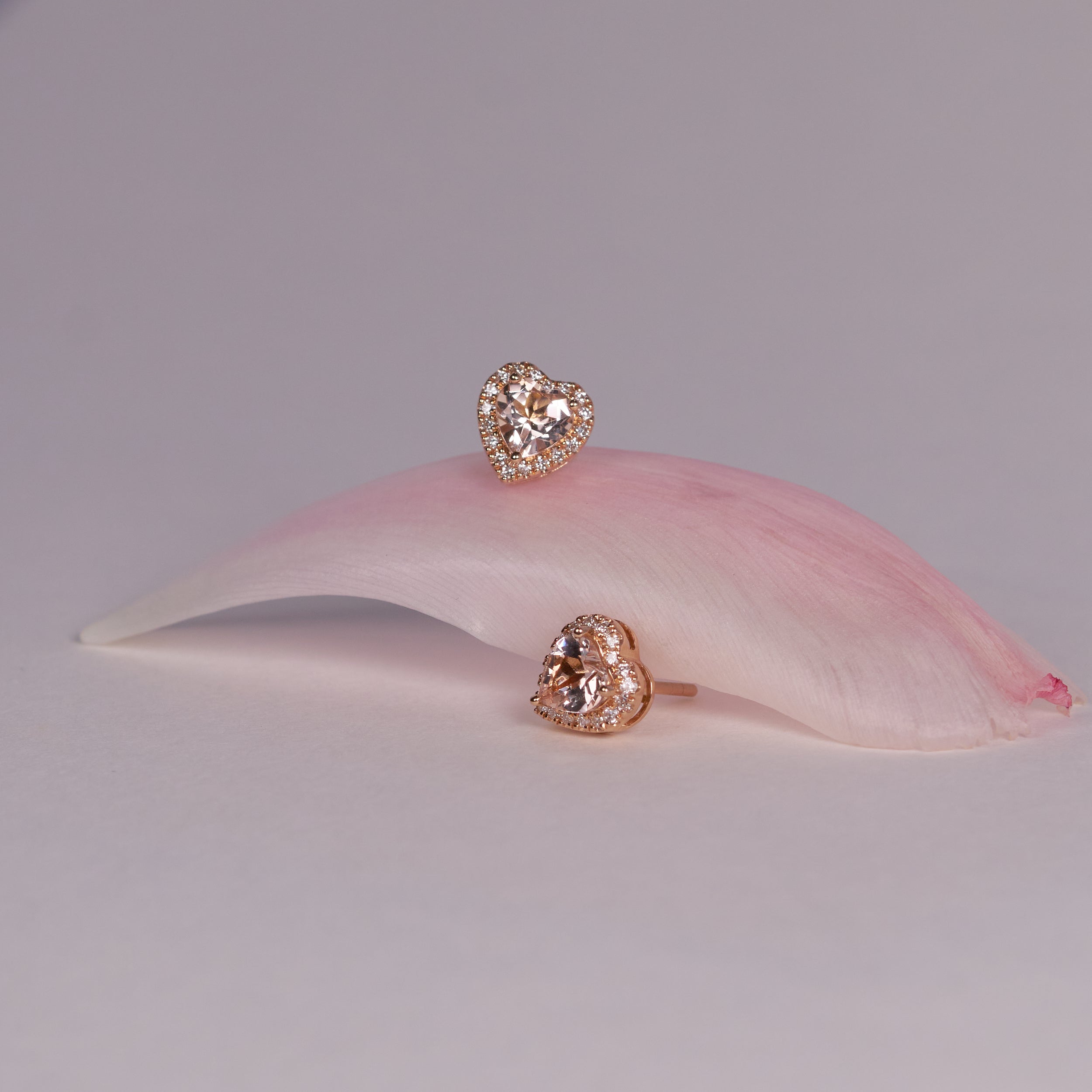 モルガナイト ハート ヘイロー ピアス K18ピンクゴールド ダイヤモンドヘイロー