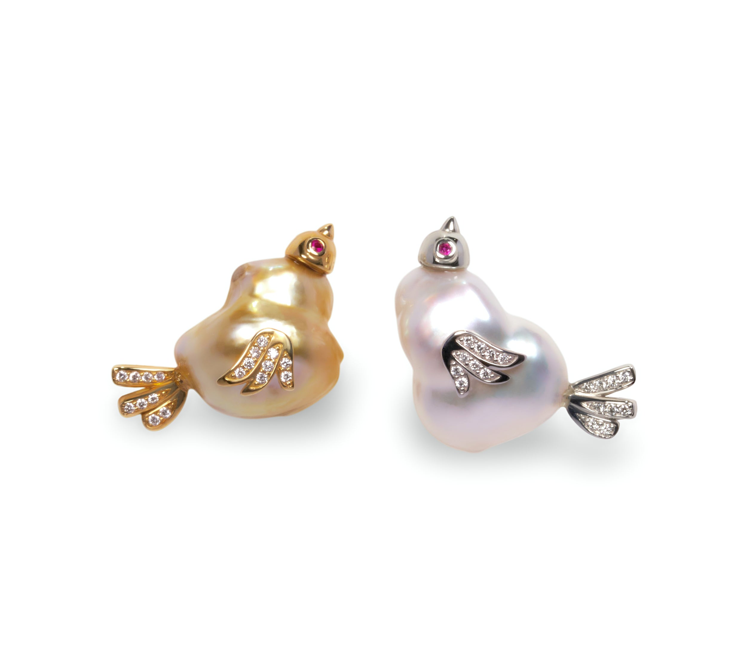 Murmur 南洋バロックパール アシンメトリーピアス プラチナ K18イエローゴールド