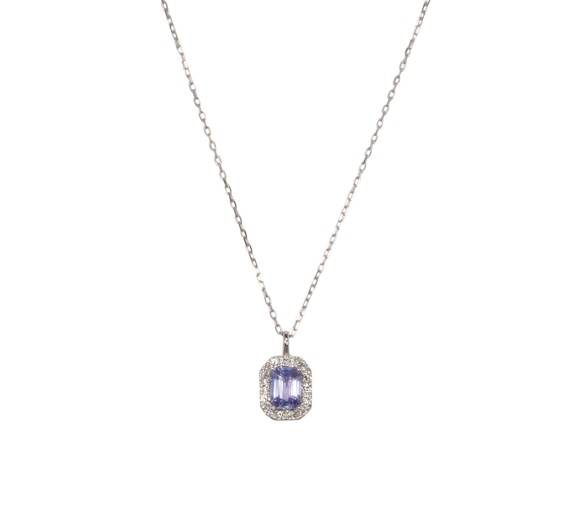 ファンシーサファイア ネックレス K18ホワイトゴールド ダイヤモンド パープル