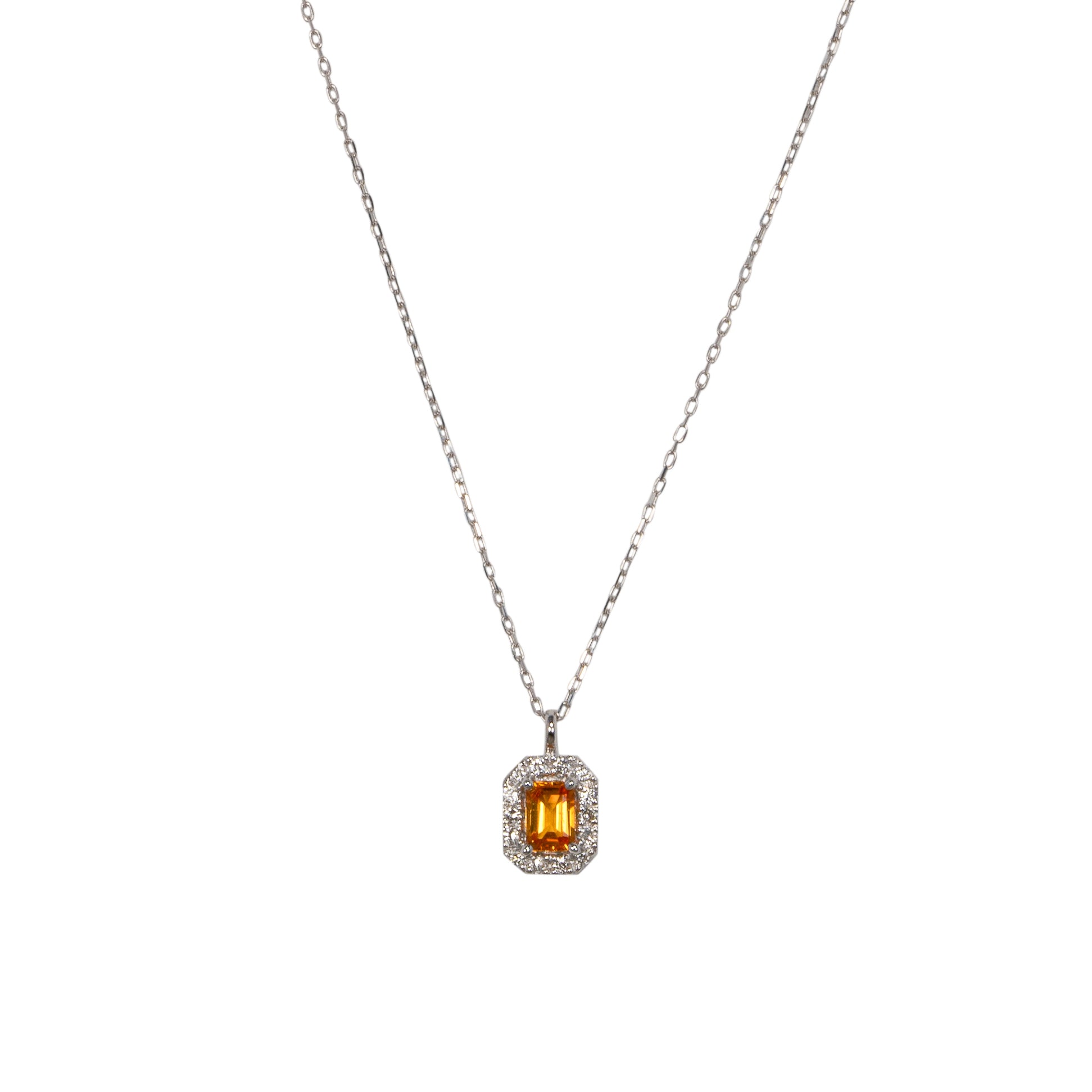 ファンシーサファイア ネックレス K18ホワイトゴールド ダイヤモンド イエロー