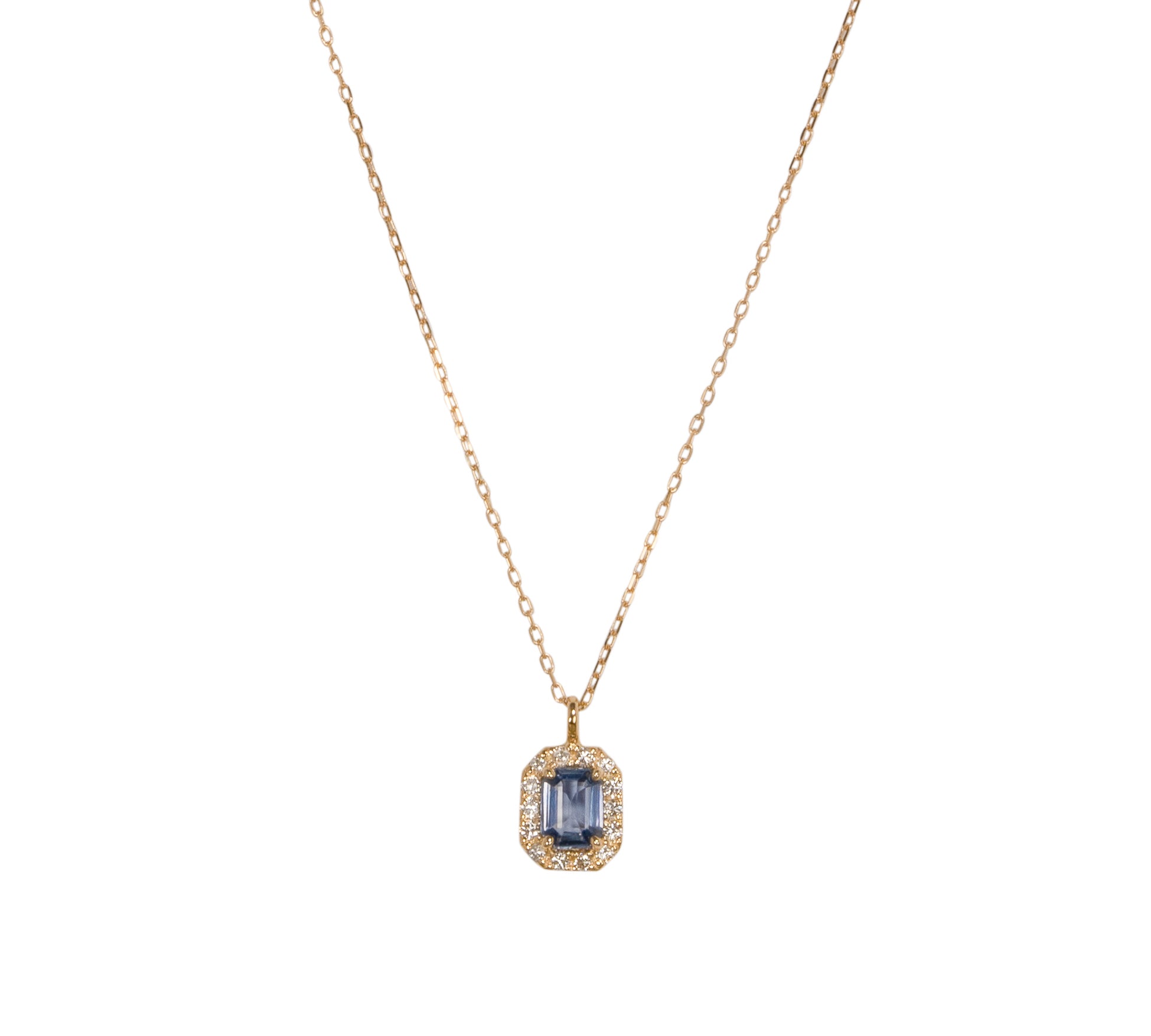 ファンシーサファイア ネックレス K18イエローゴールド ダイヤモンド ブルー