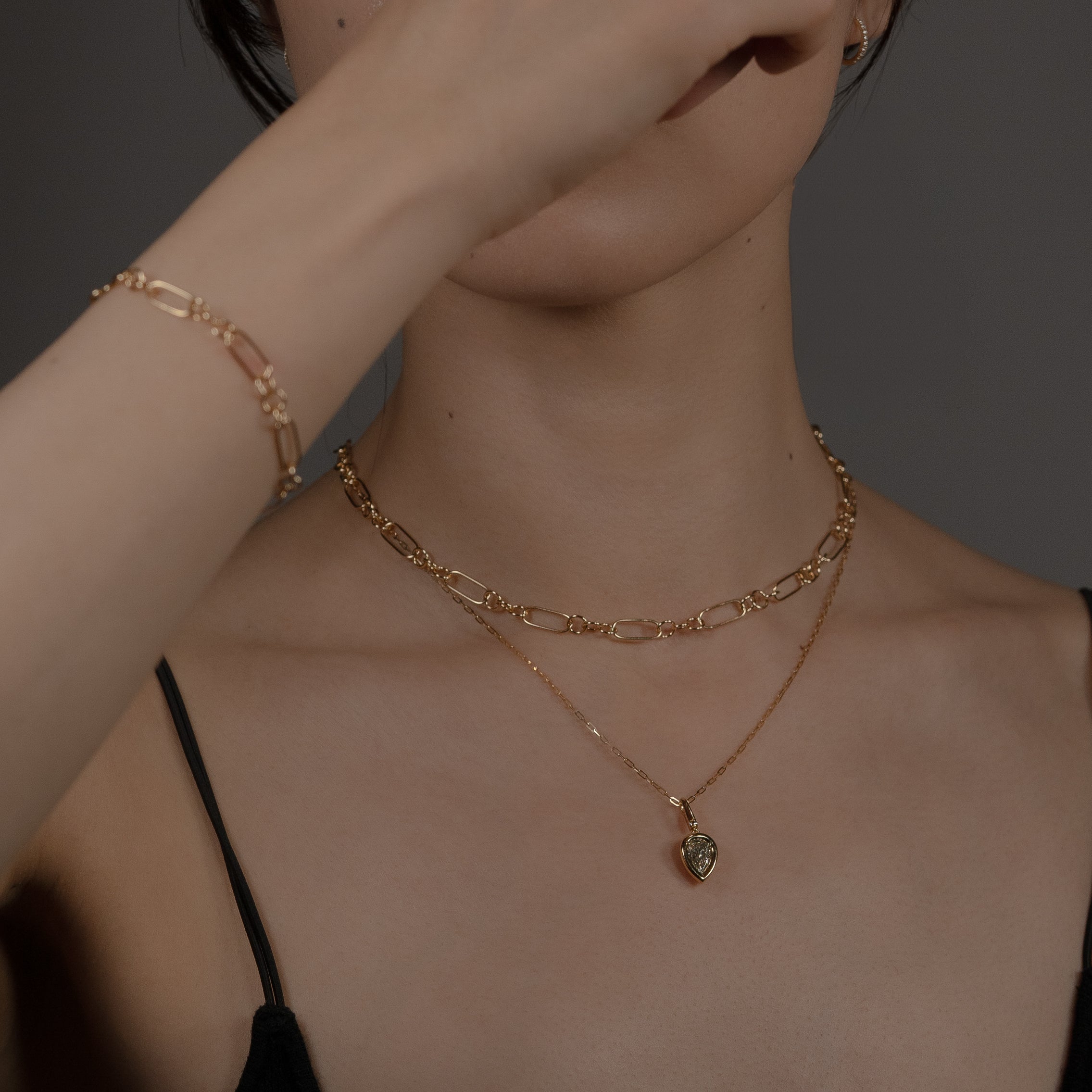 OR ネックレス K18 着用 重ねづけ