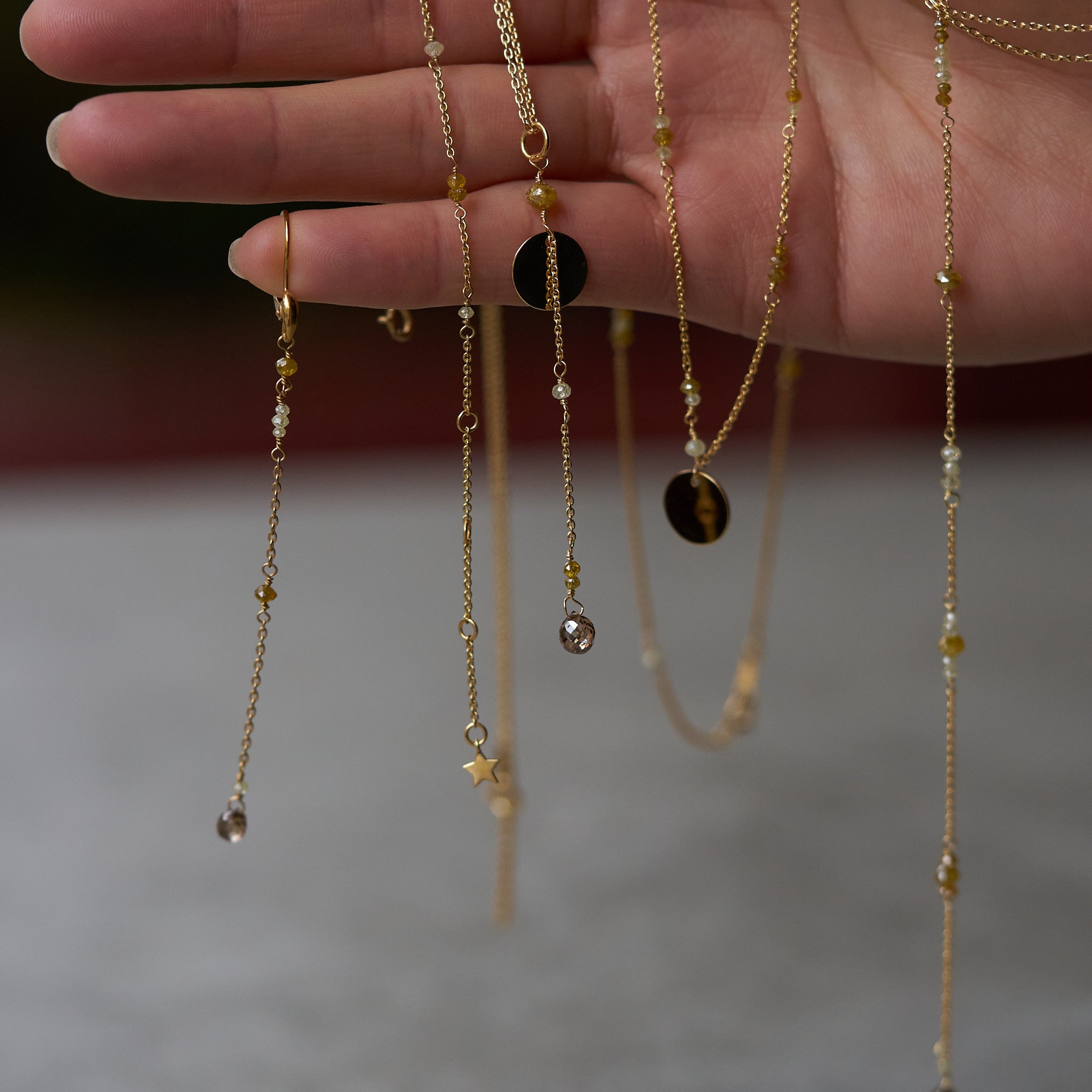 ParVert ラフダイヤモンド ネックレス 着用 レイヤード