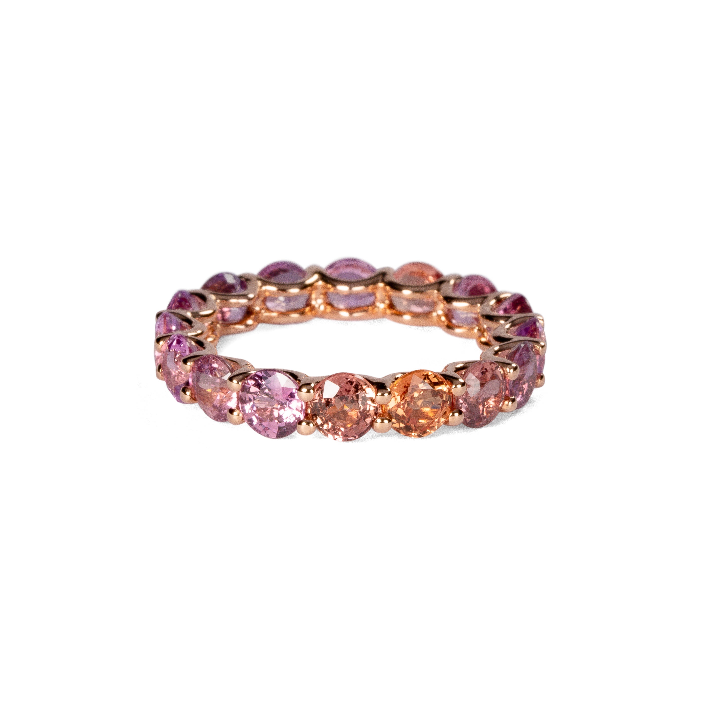 ファンシーサファイア フルエタニティ リング K18ピンクゴールド 5.68ct