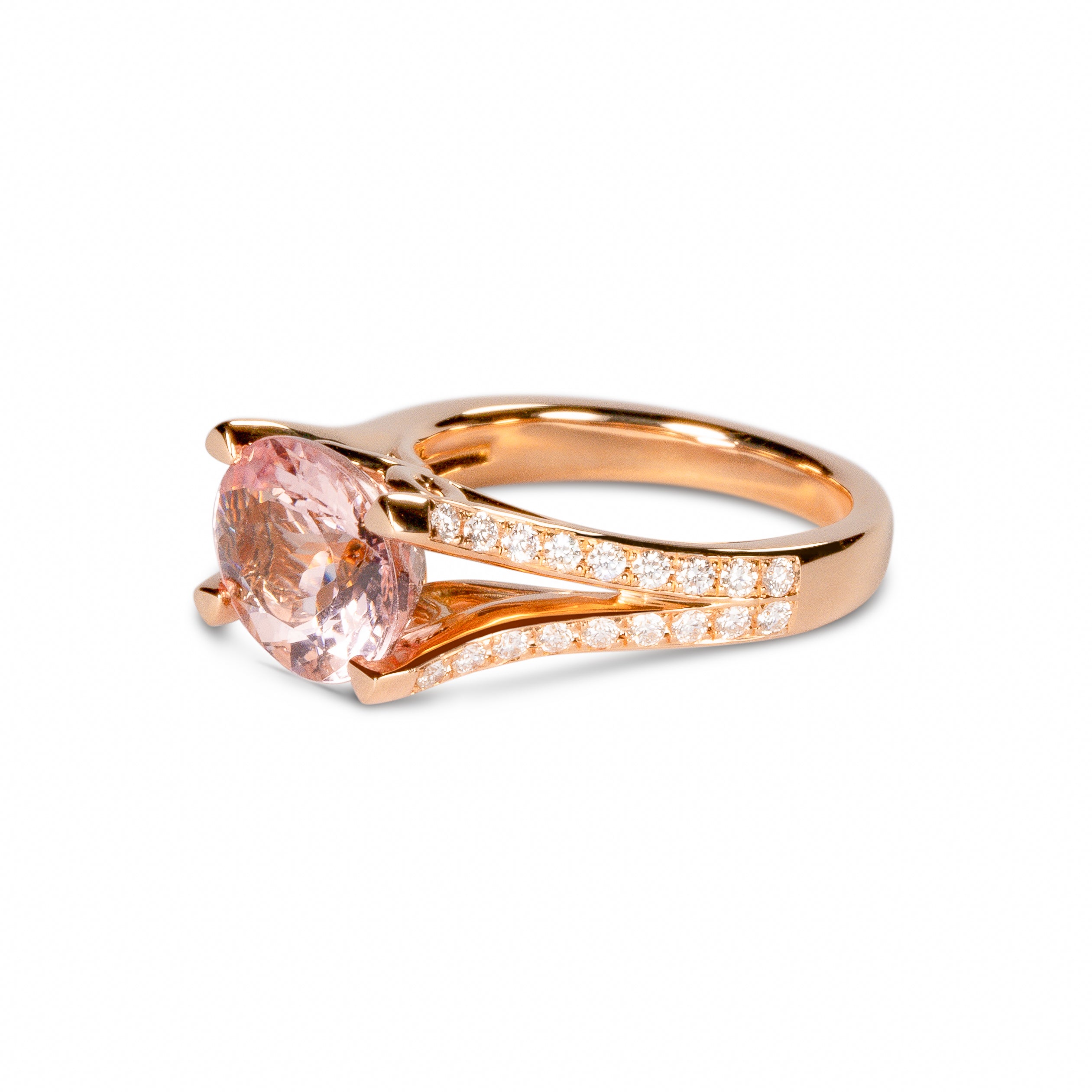 モルガナイト リング 3.24ct K18ピンクゴールド 横