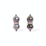 南洋パール ダブルピアス ダイヤモンド サファイア 9.7mm プラチナ