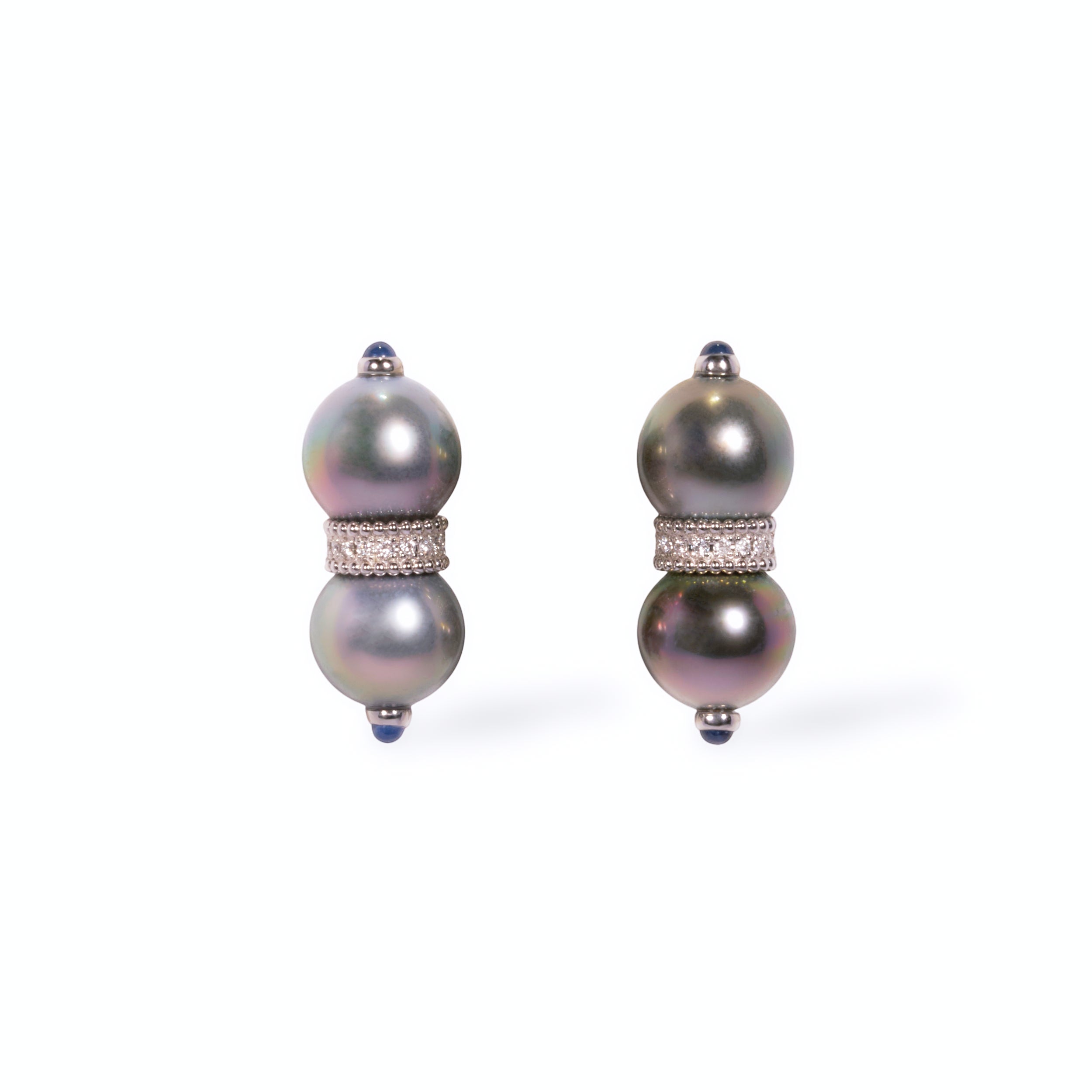 南洋パール ダブルピアス ダイヤモンド サファイア 9.7mm プラチナ