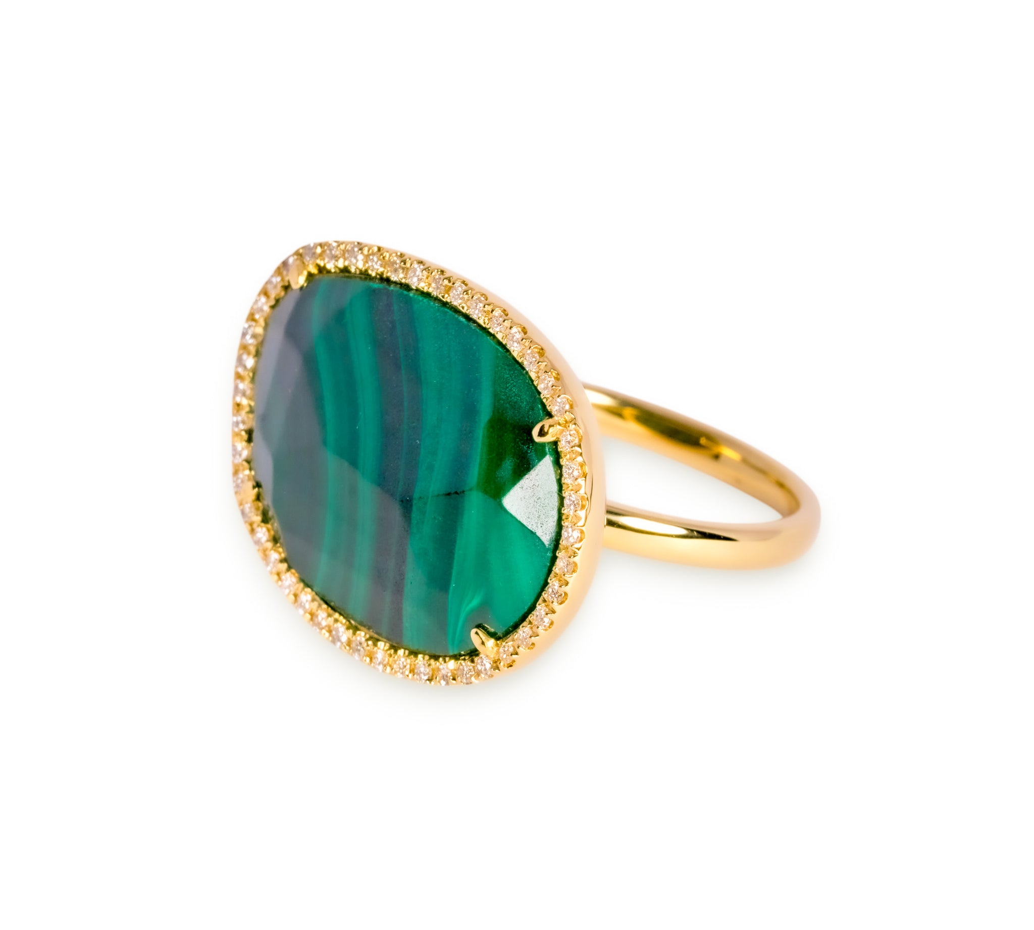 Water Lip Emotion マラカイト リング K18イエローゴールド 側面