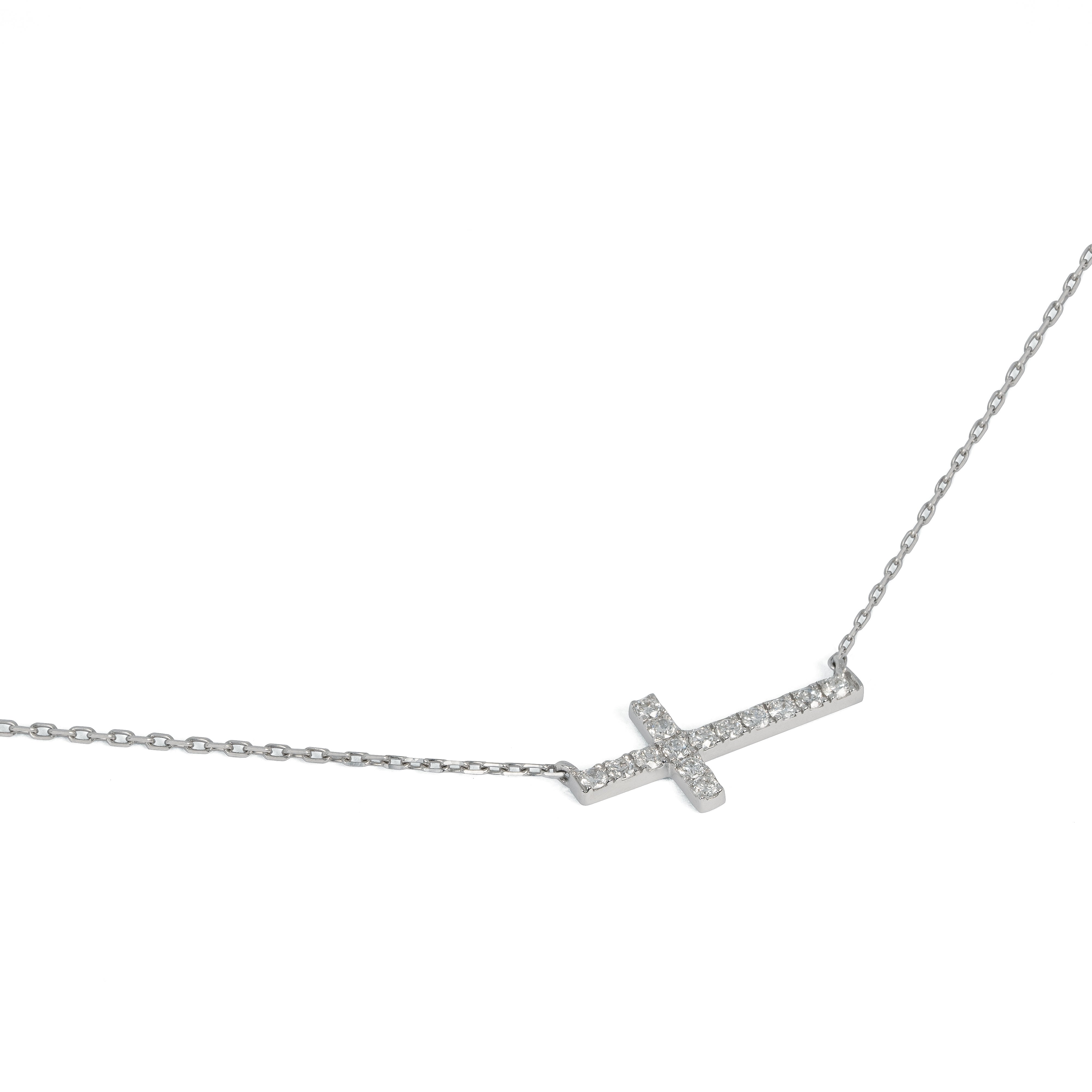 440 Basic Cross ネックレス K18ホワイトゴールド アップ