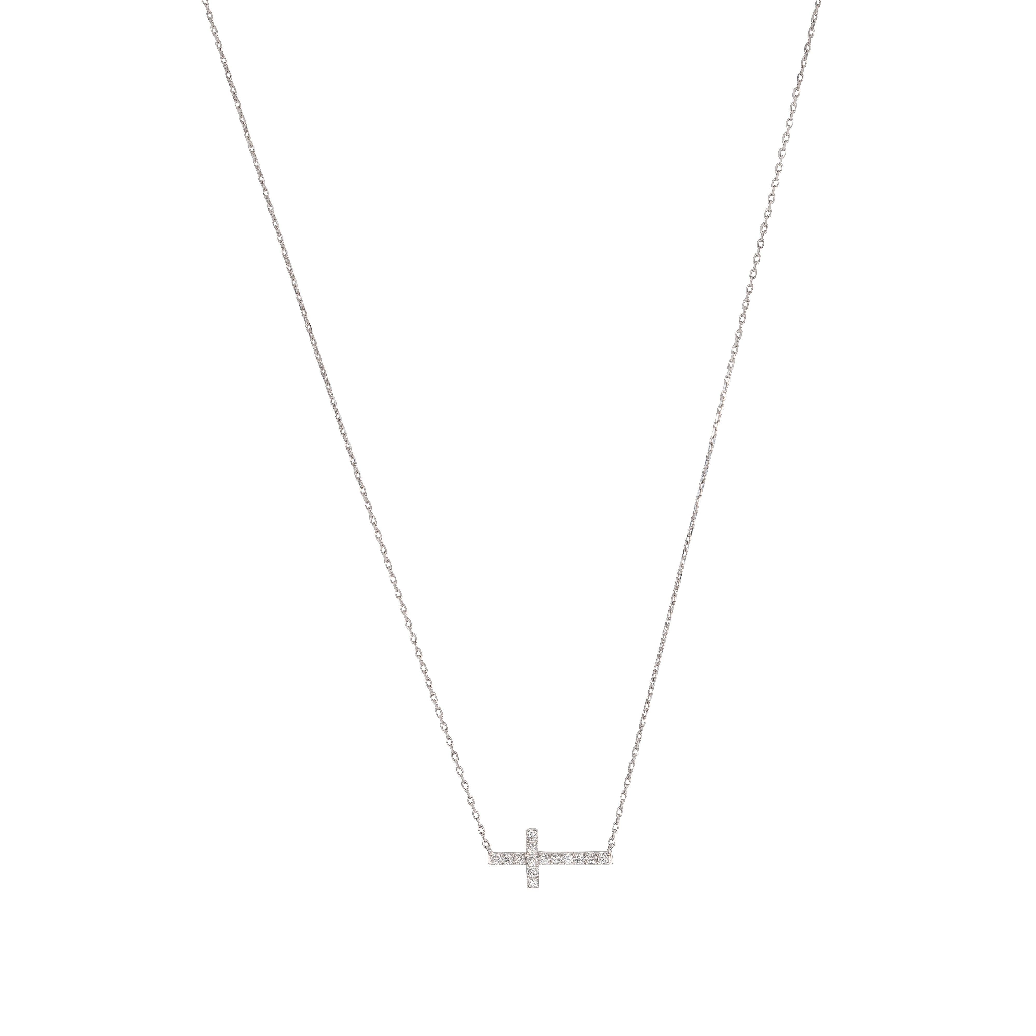 440 Basic Cross ネックレス K18ホワイトゴールド 全体