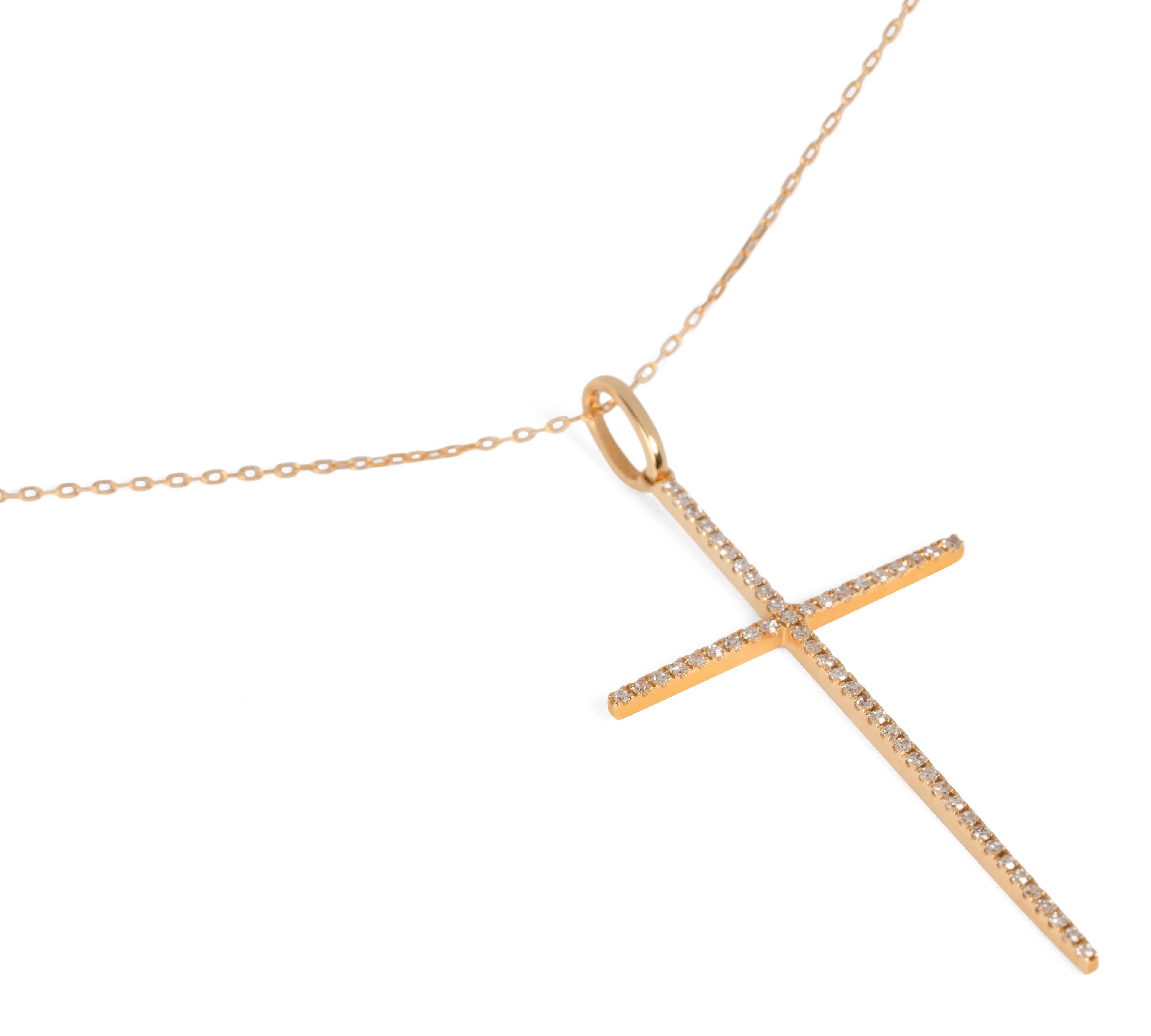 440 Basic Maxi Cross ネックレス K18イエローゴールド アップ