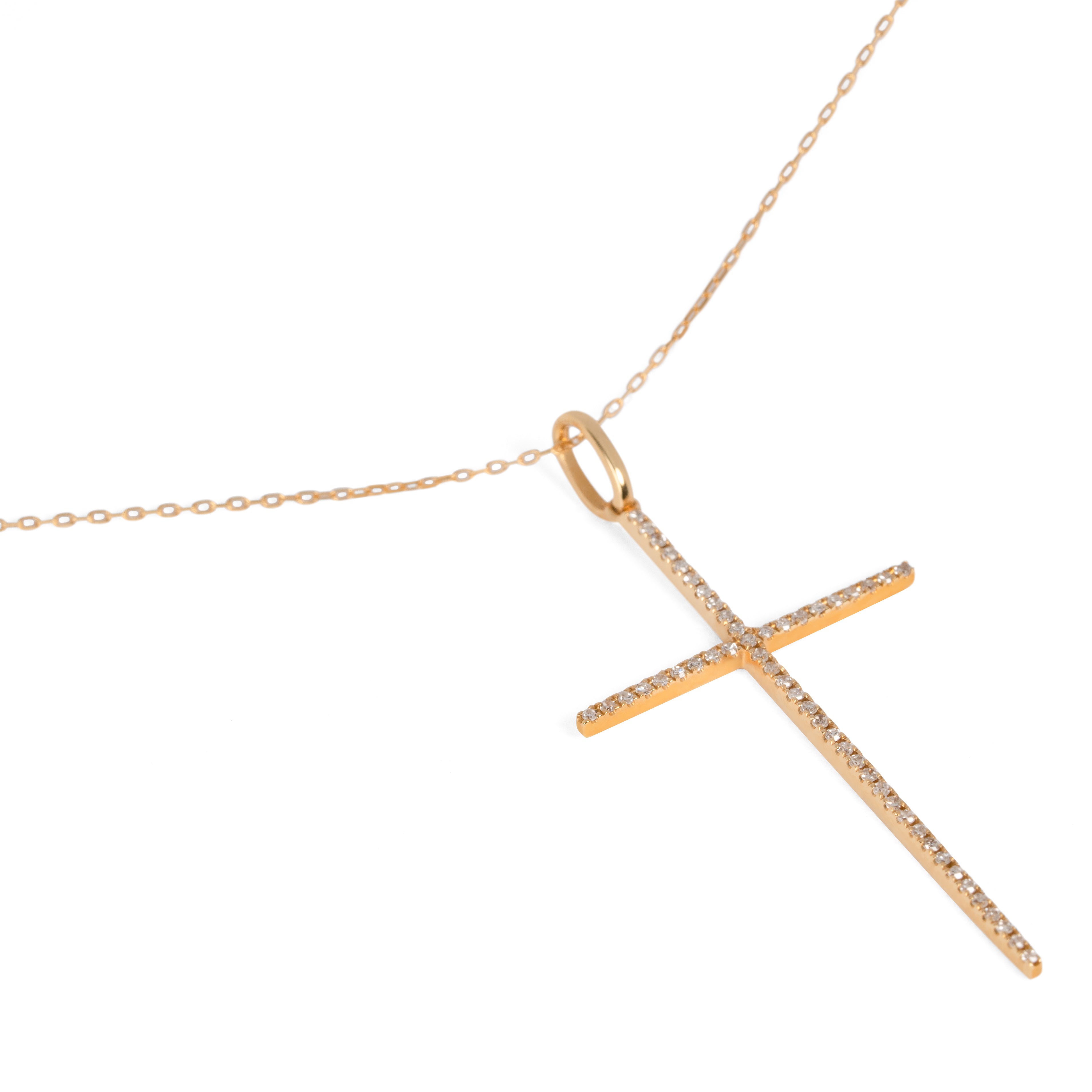 440 Basic Maxi Cross ネックレス K18イエローゴールド アップ